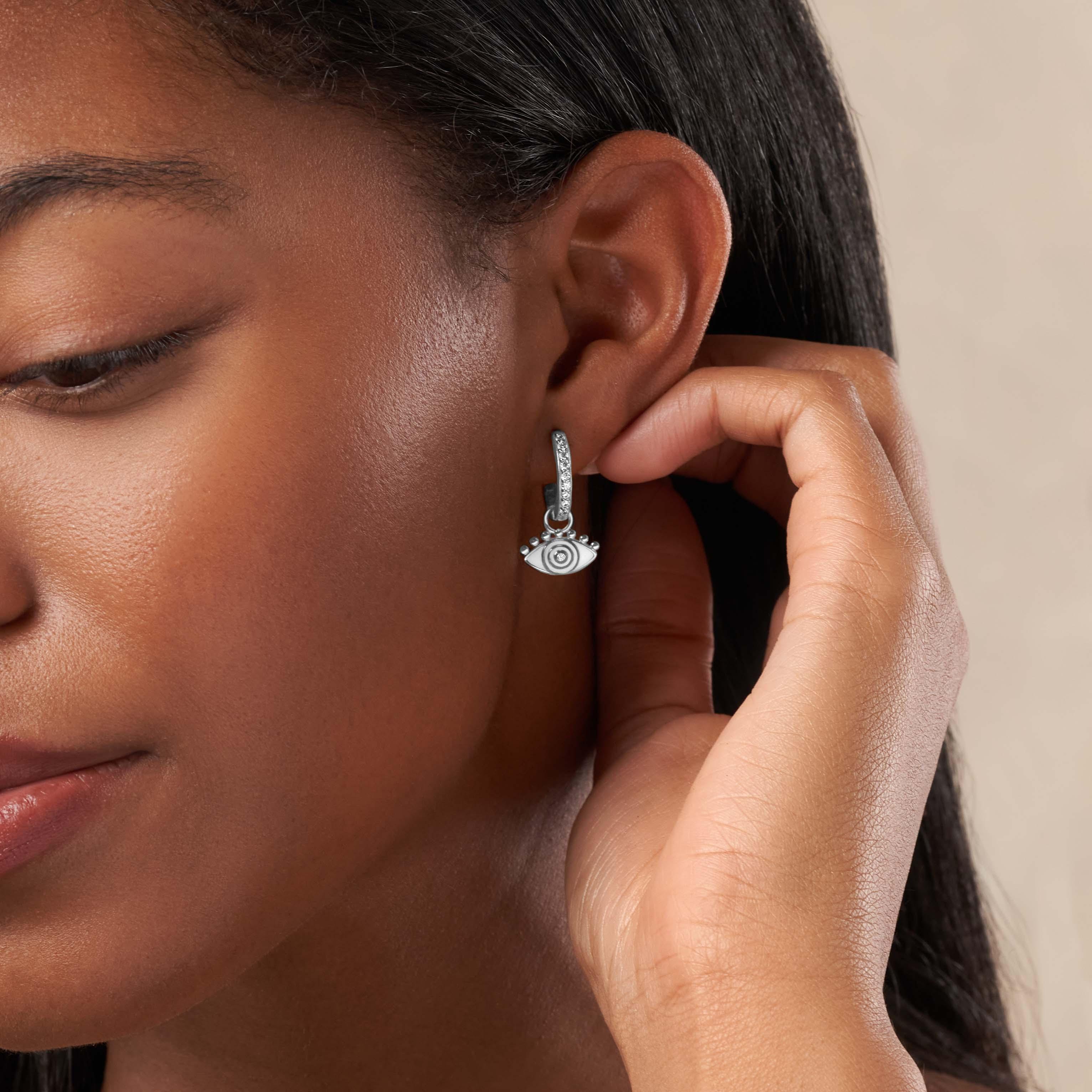 Fortune's Shield - Silver Evil Eye Earring Charm - Image 2