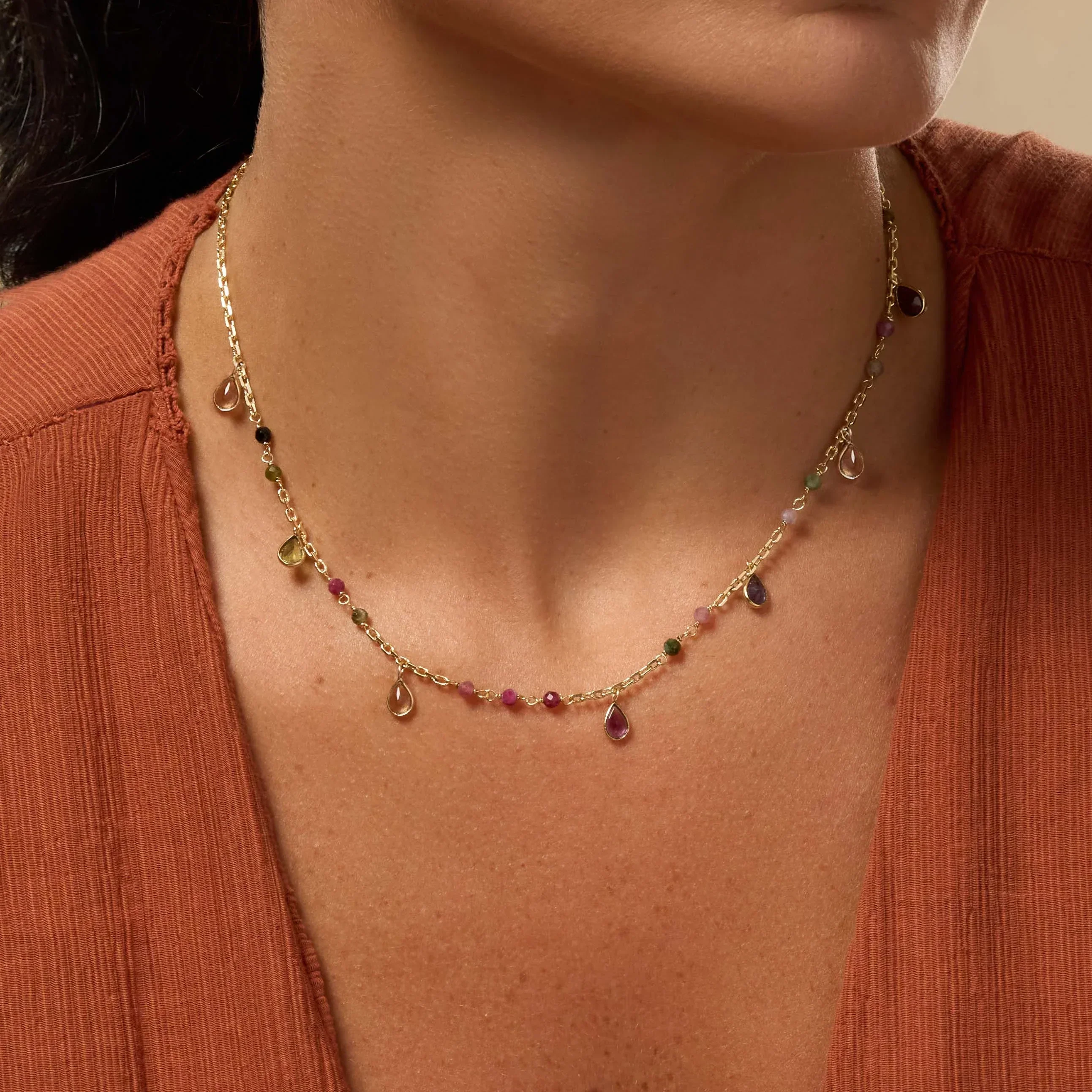 Graceful Delight Multi-Color Sapphire and Tourmaline Necklace - Image 2