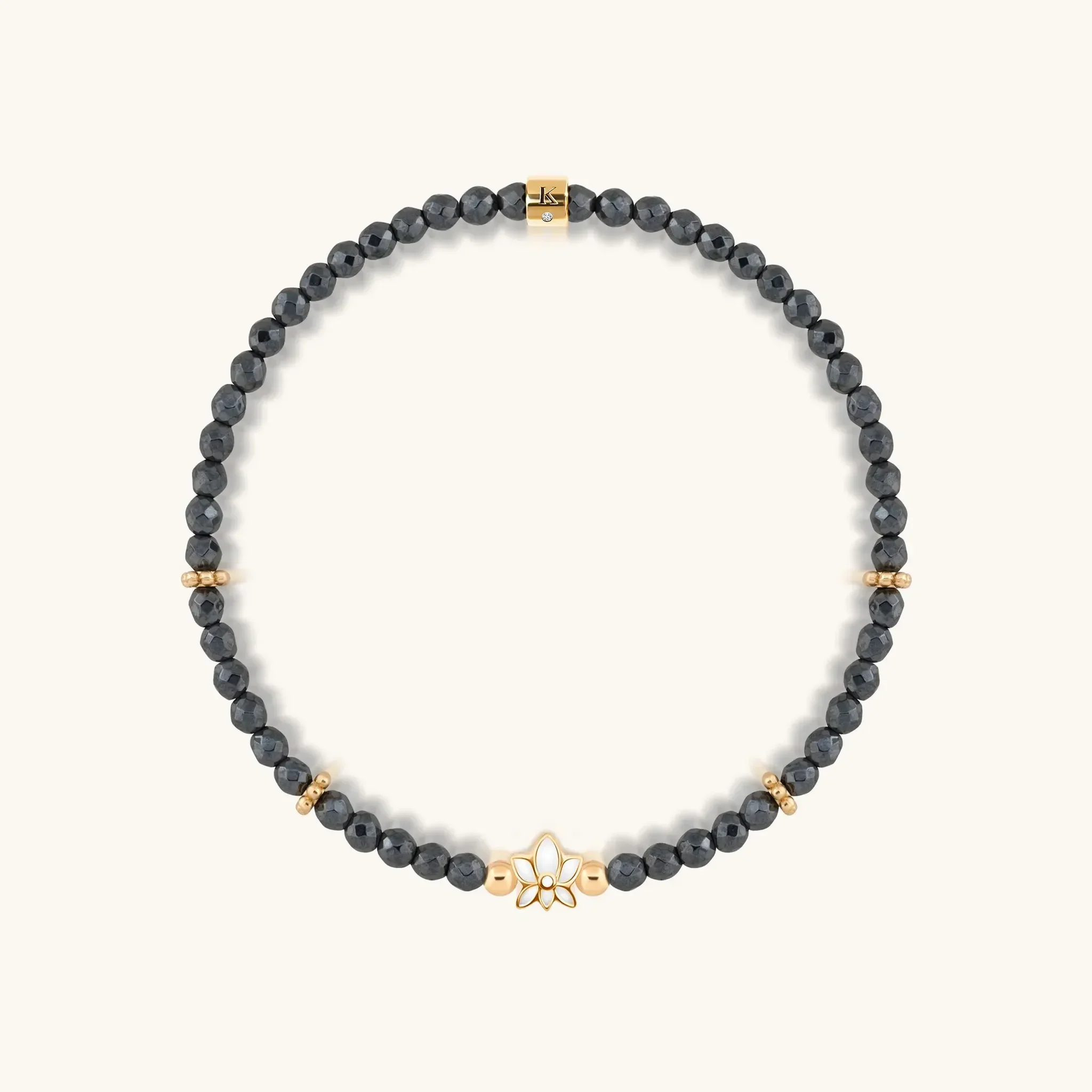 Graceful Resilience Hematite Lotus Bracelet