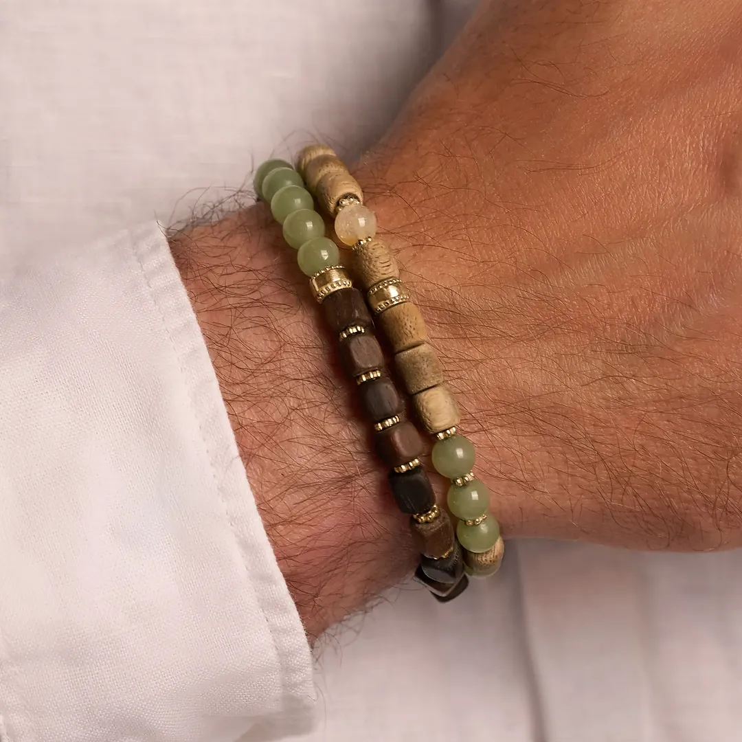 Grounded Legacy Agarwood & Jadeite Bracelet Set - Image 2