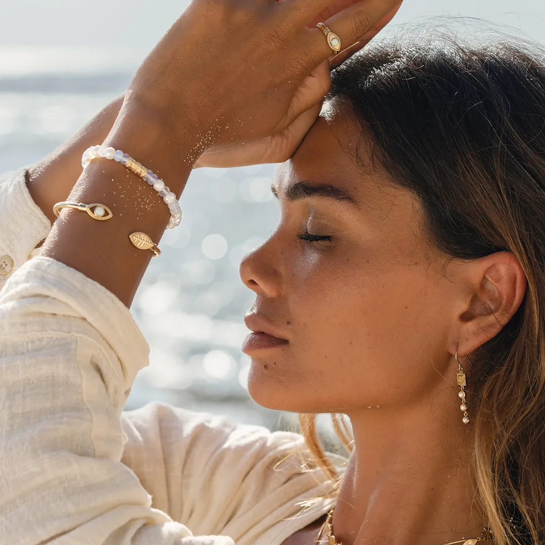 Endless Harmony Pearl Opal Greek Key Bracelet - Image 6