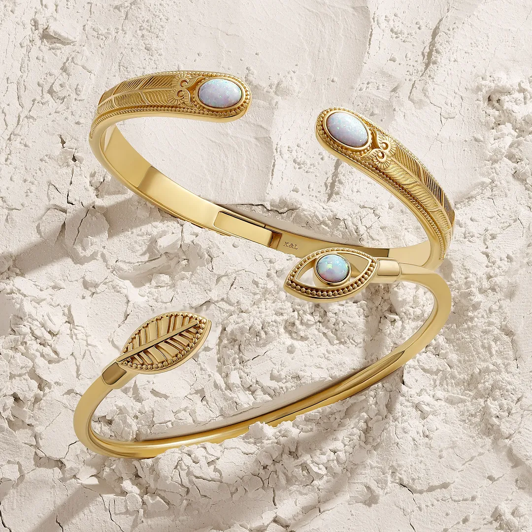 Free Spirit Opal Feather Cuff Bracelet - Image 3