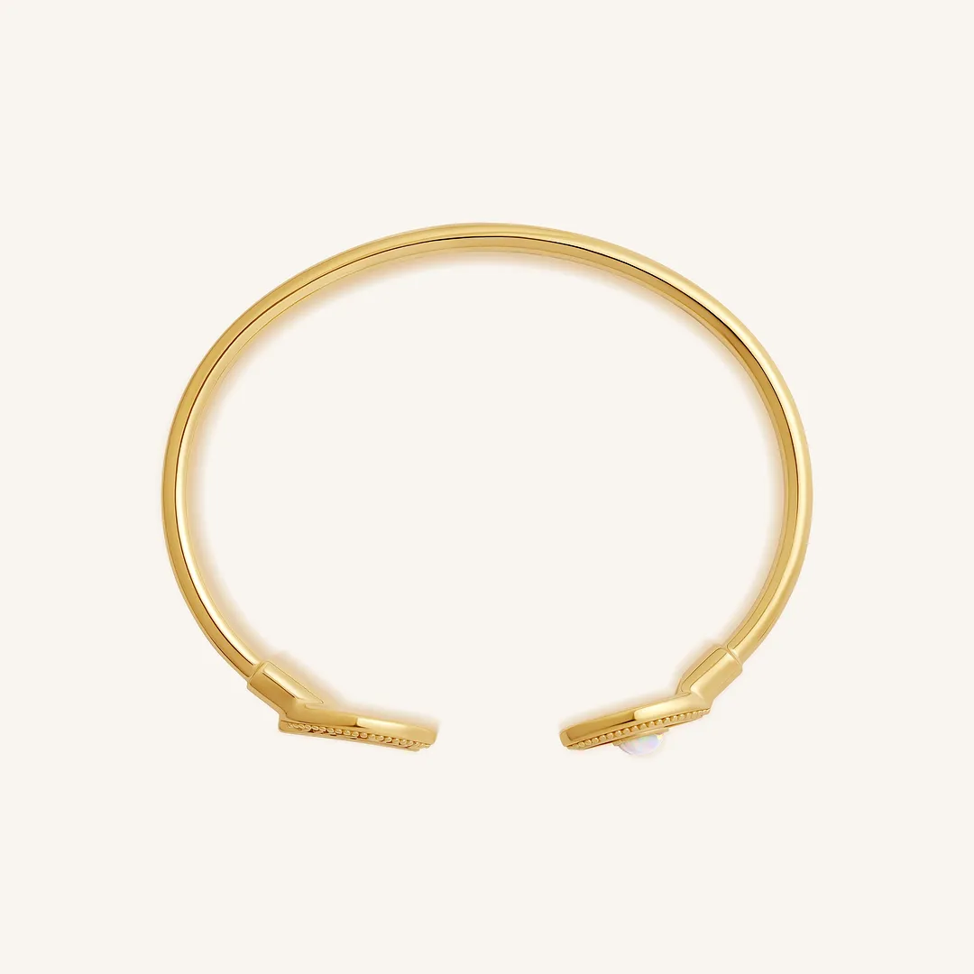 Guardian Evil Eye Feather Opal Cuff Bracelet - Image 4