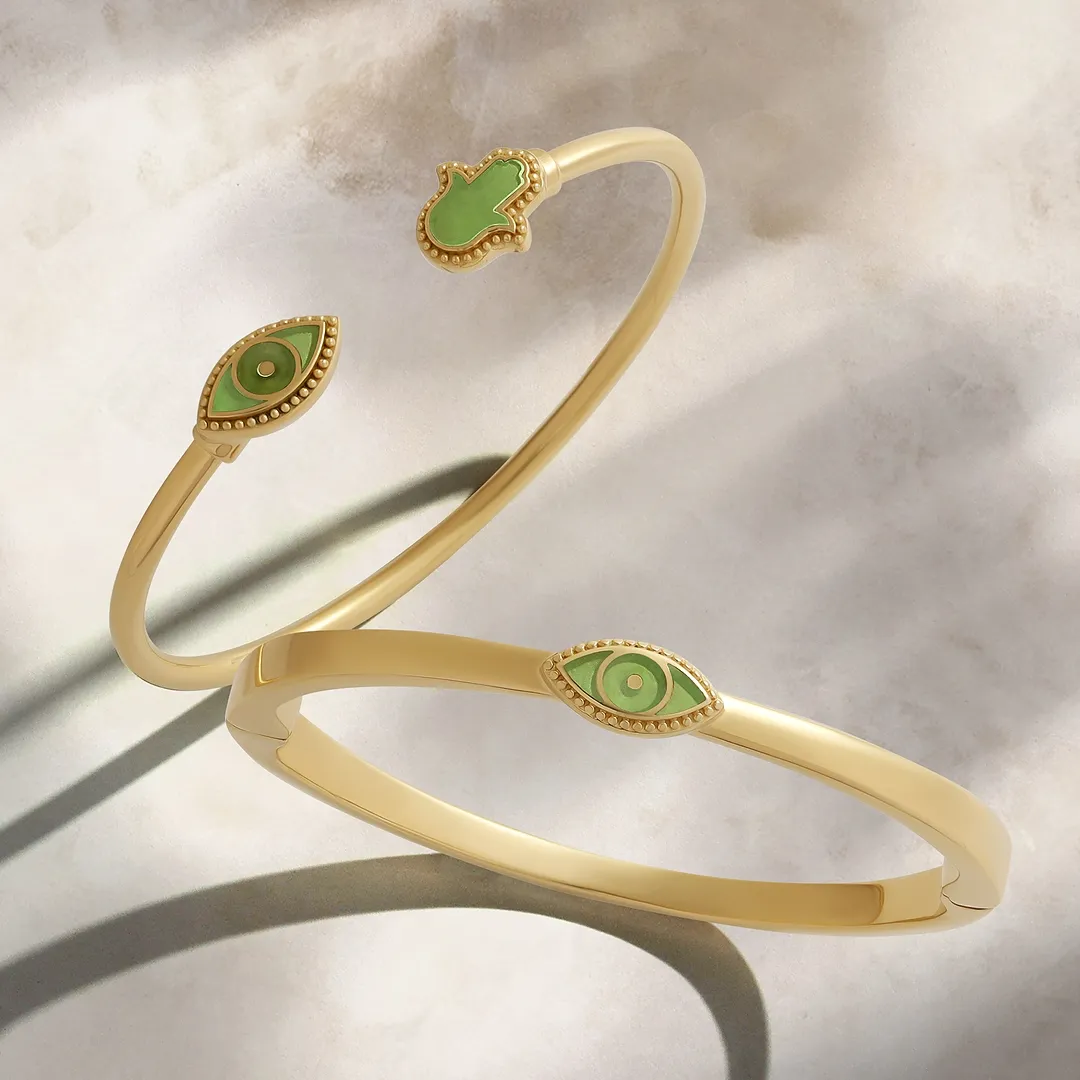 Eternal Shield Jade Evil Eye & Hamsa Cuff - Image 4