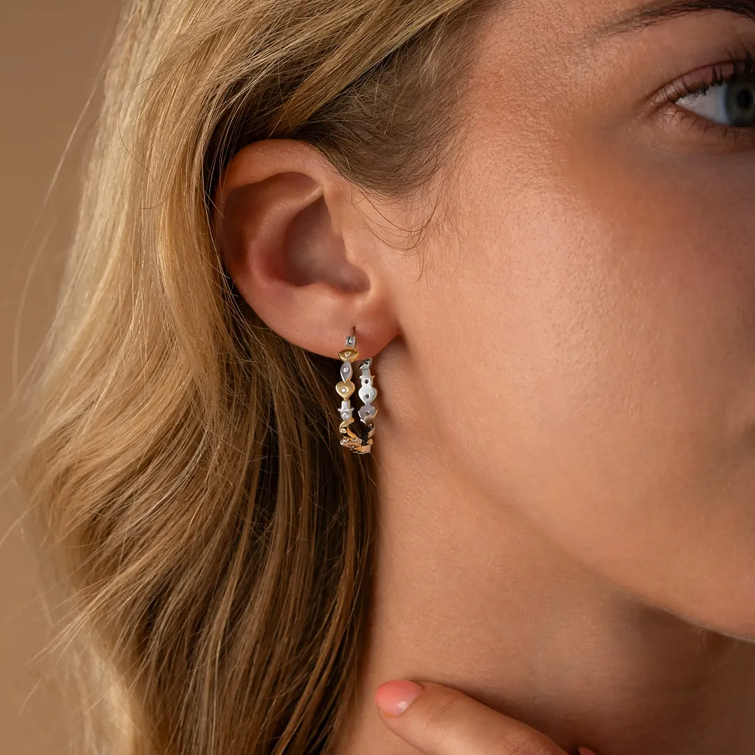 Guiding Light Multi-Charm Gold Hoop Earrings - Image 2