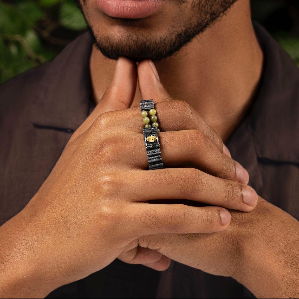 Harmonious Unity - Jade Mantra Ring - Image 2