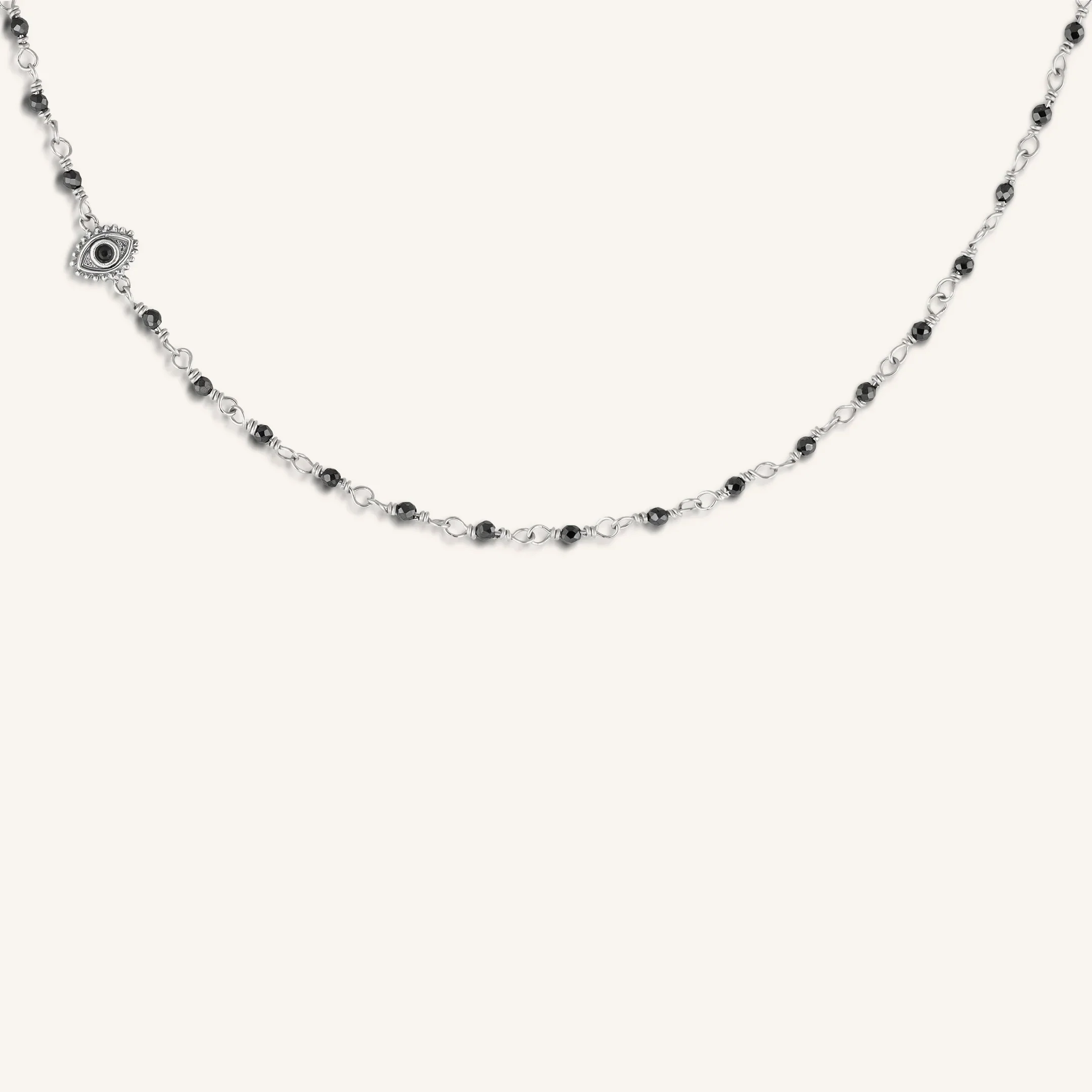 Harmony Guardian Hematite Evil Eye Necklace