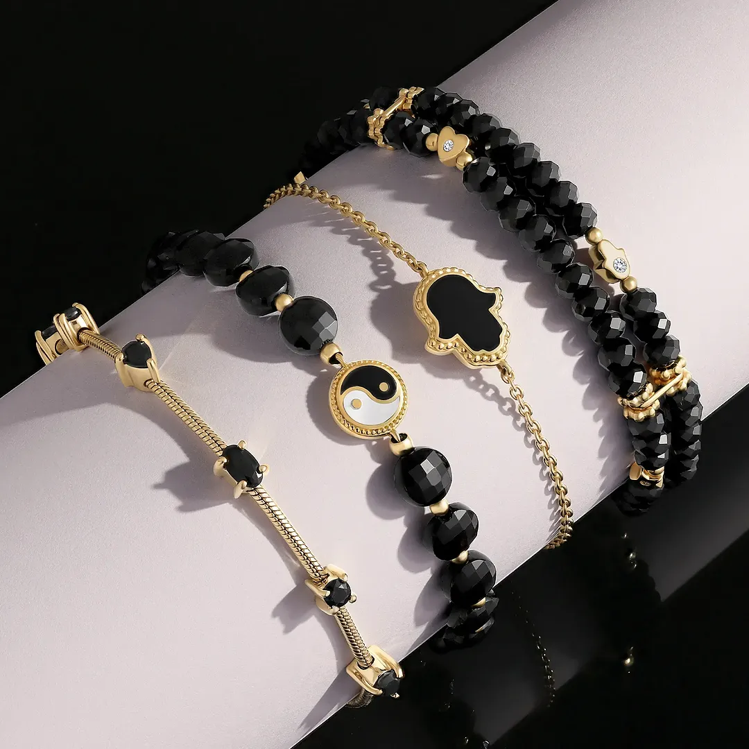 Harmony Within Multi-Charm Onyx Bracelet - Image 4