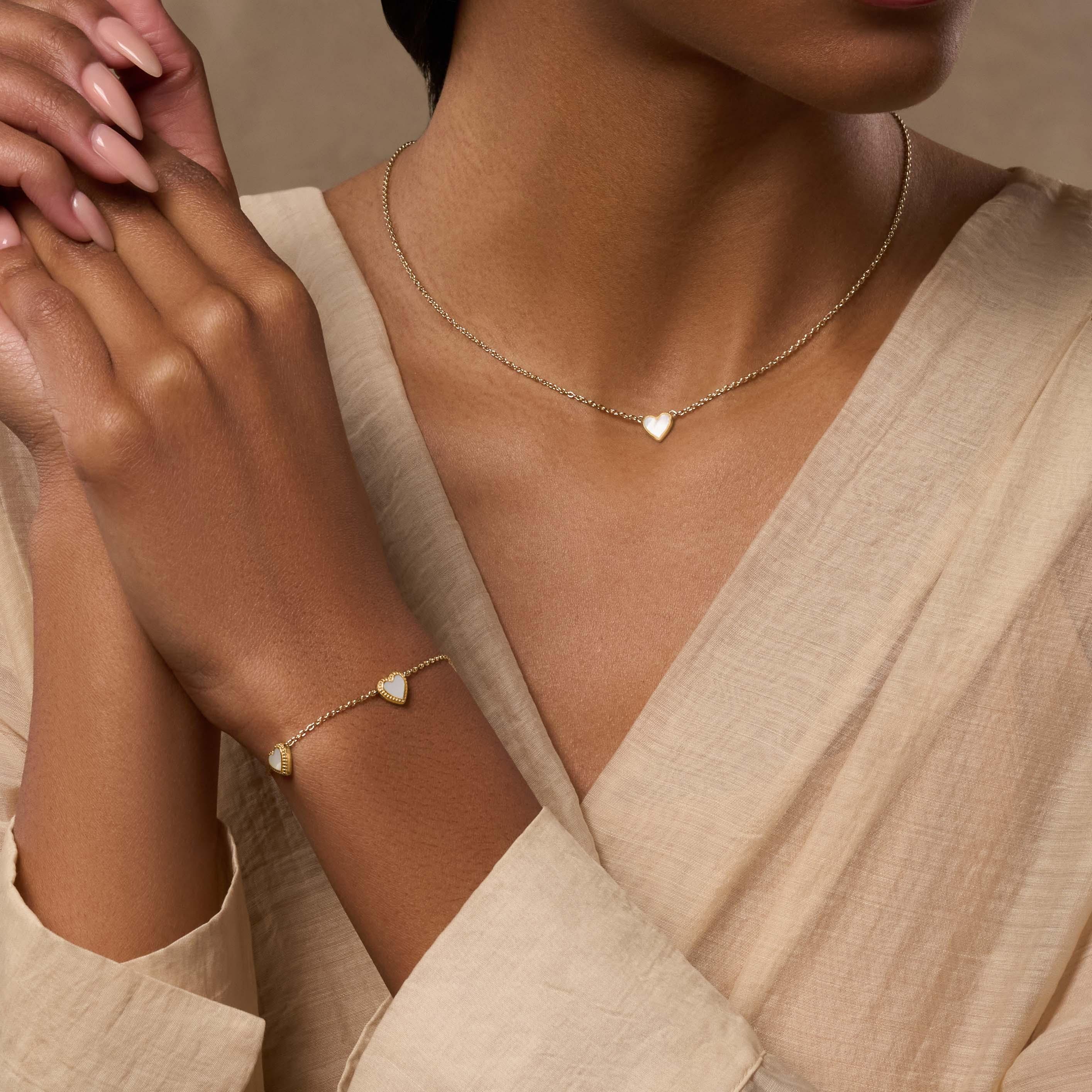 Heartfelt Abundance Mother of Pearl Heart Gold Necklace - Image 2