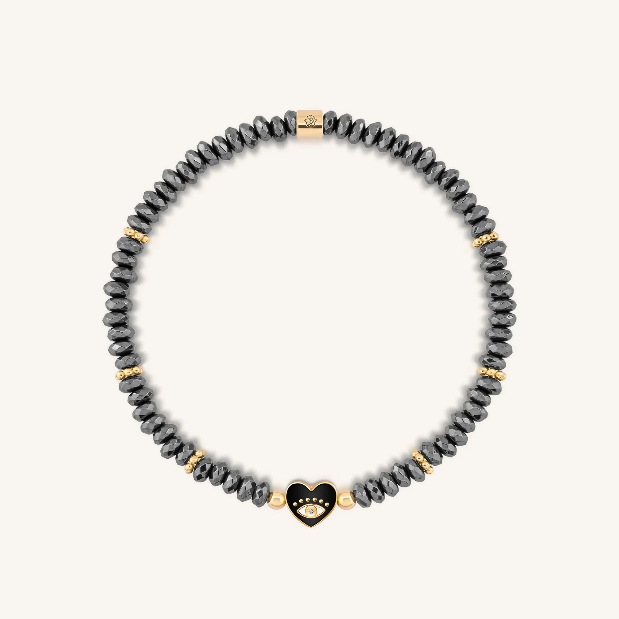 Heartfelt Gaze Evil Eye Heart Hematite Bracelet