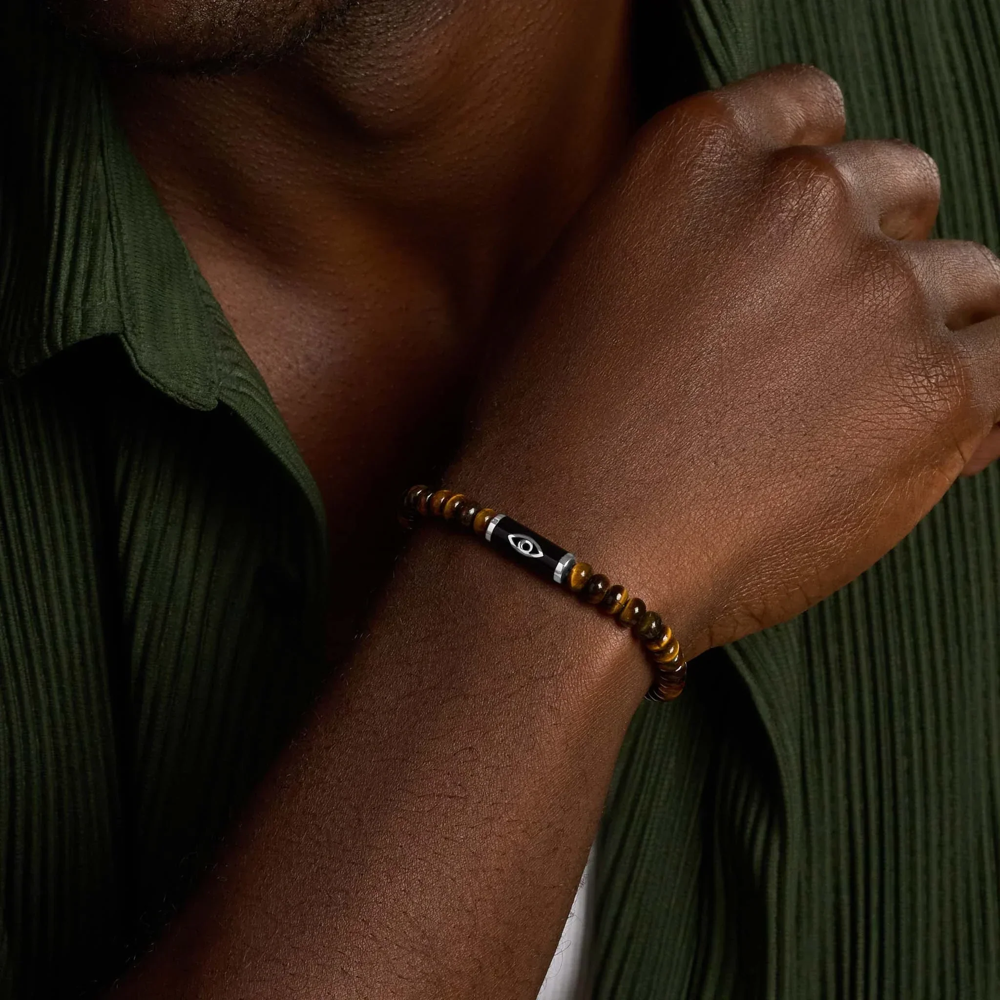 Hopeful Enterprise Tiger’s Eye & Black Onyx Evil Eye Bracelet - Image 2