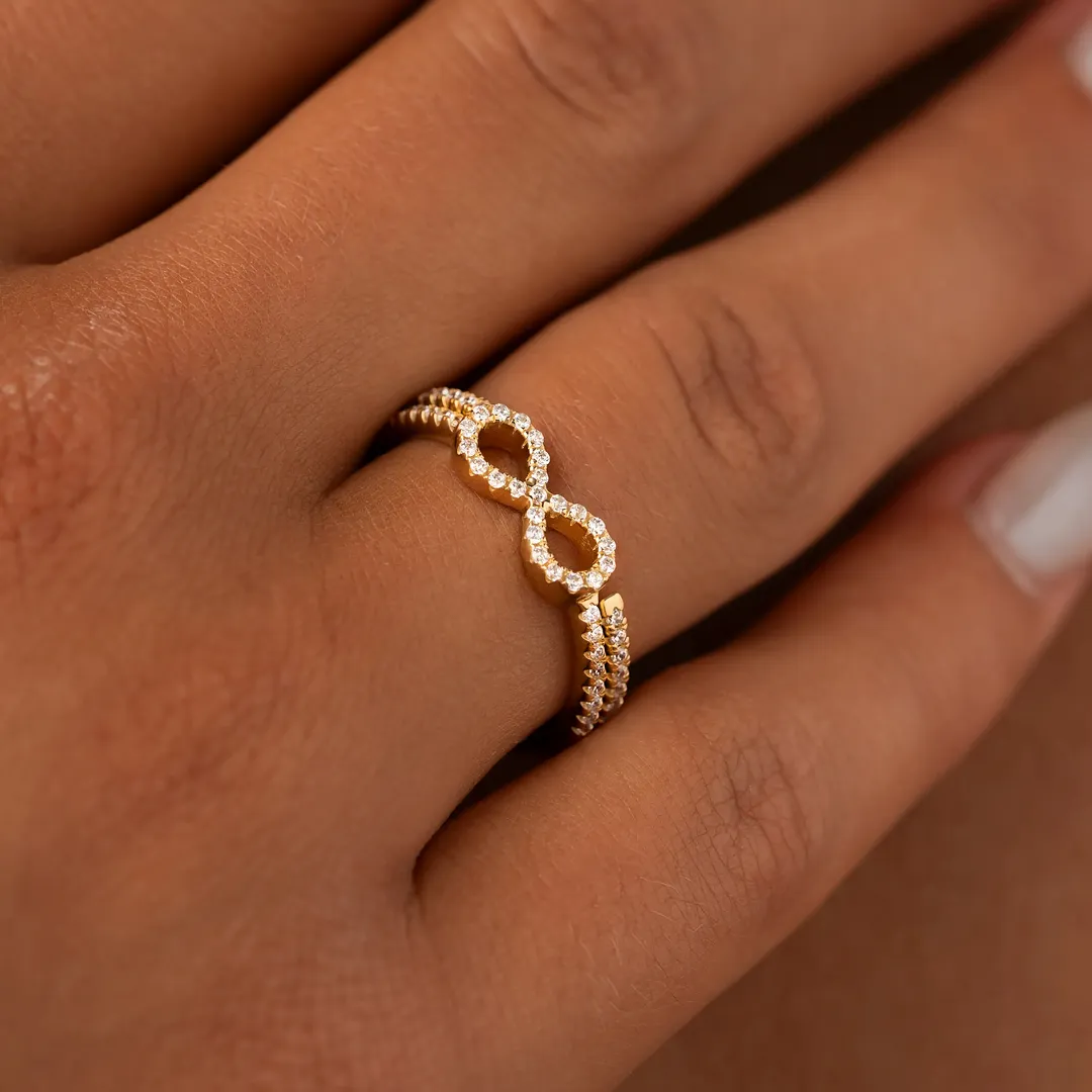 Infinite Harmony Dainty Gold Stack Ring - Image 2