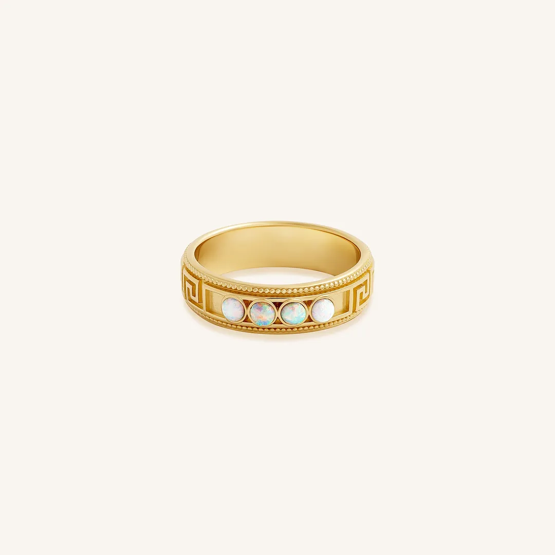 Infinite Light Opal Greek Key Ring - Image 3