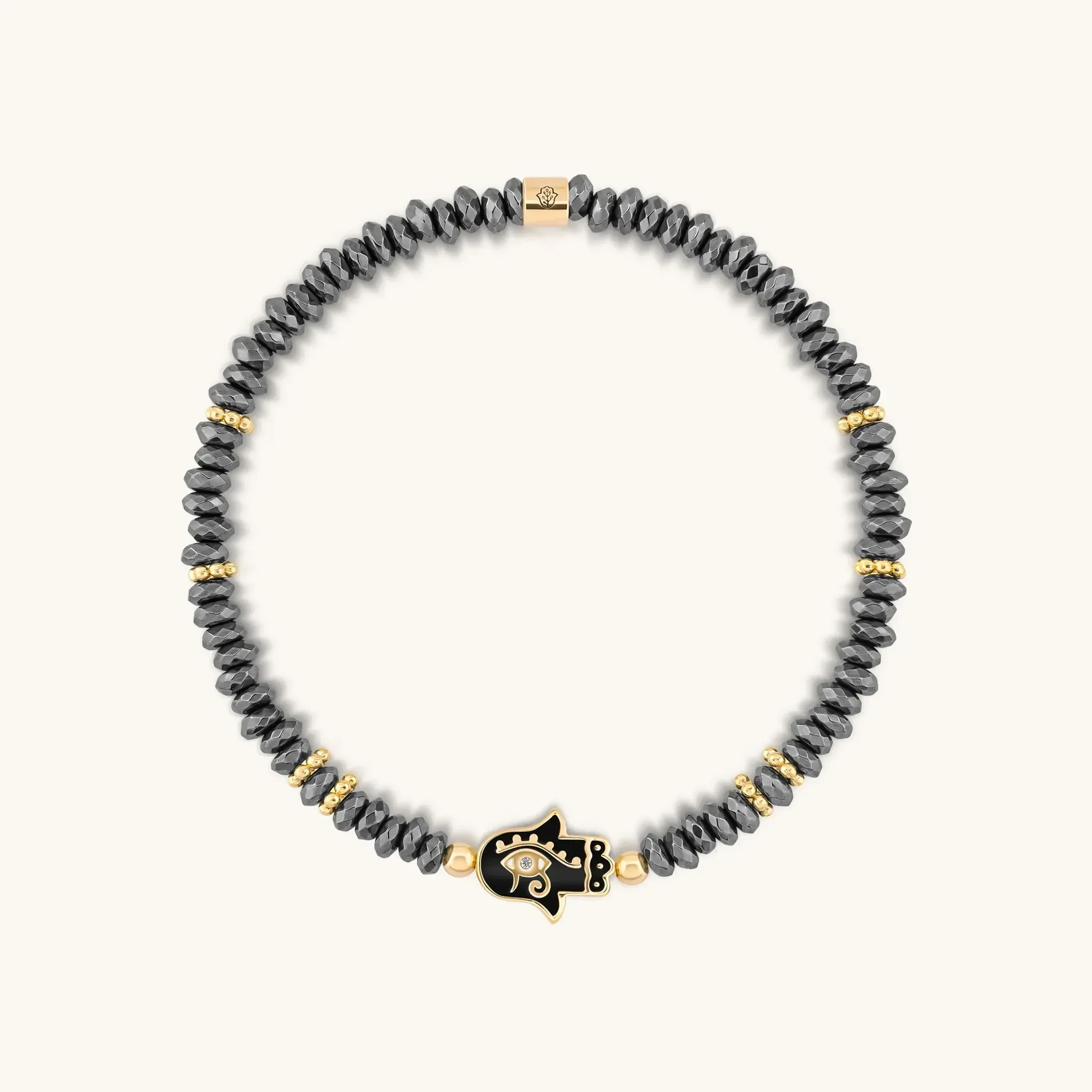 Intuitive Guardian Eye of Horus Hamsa Hematite Bracelet