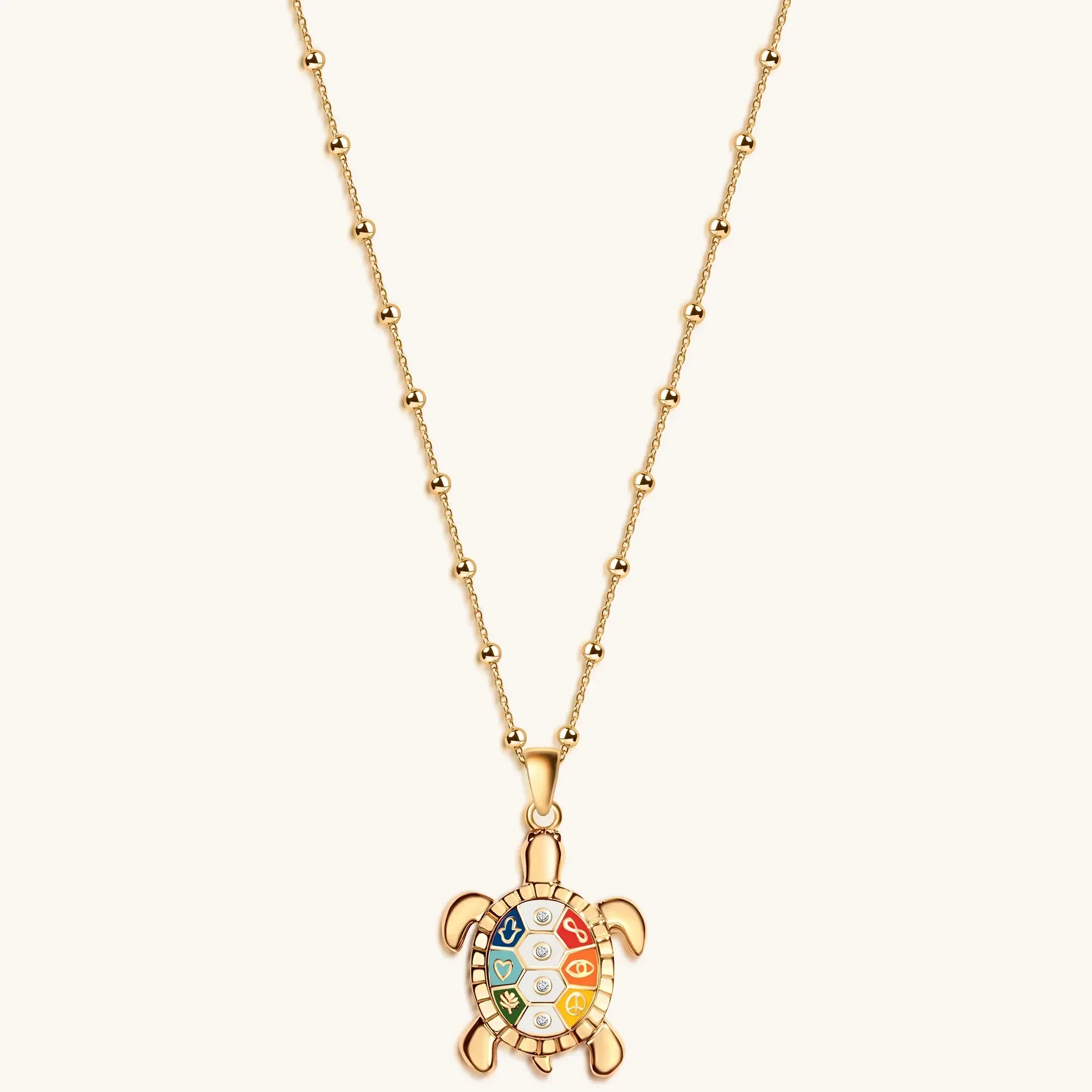 Intuitive Wisdom Multi Symbol Chakra Turtle Necklace - Image 3