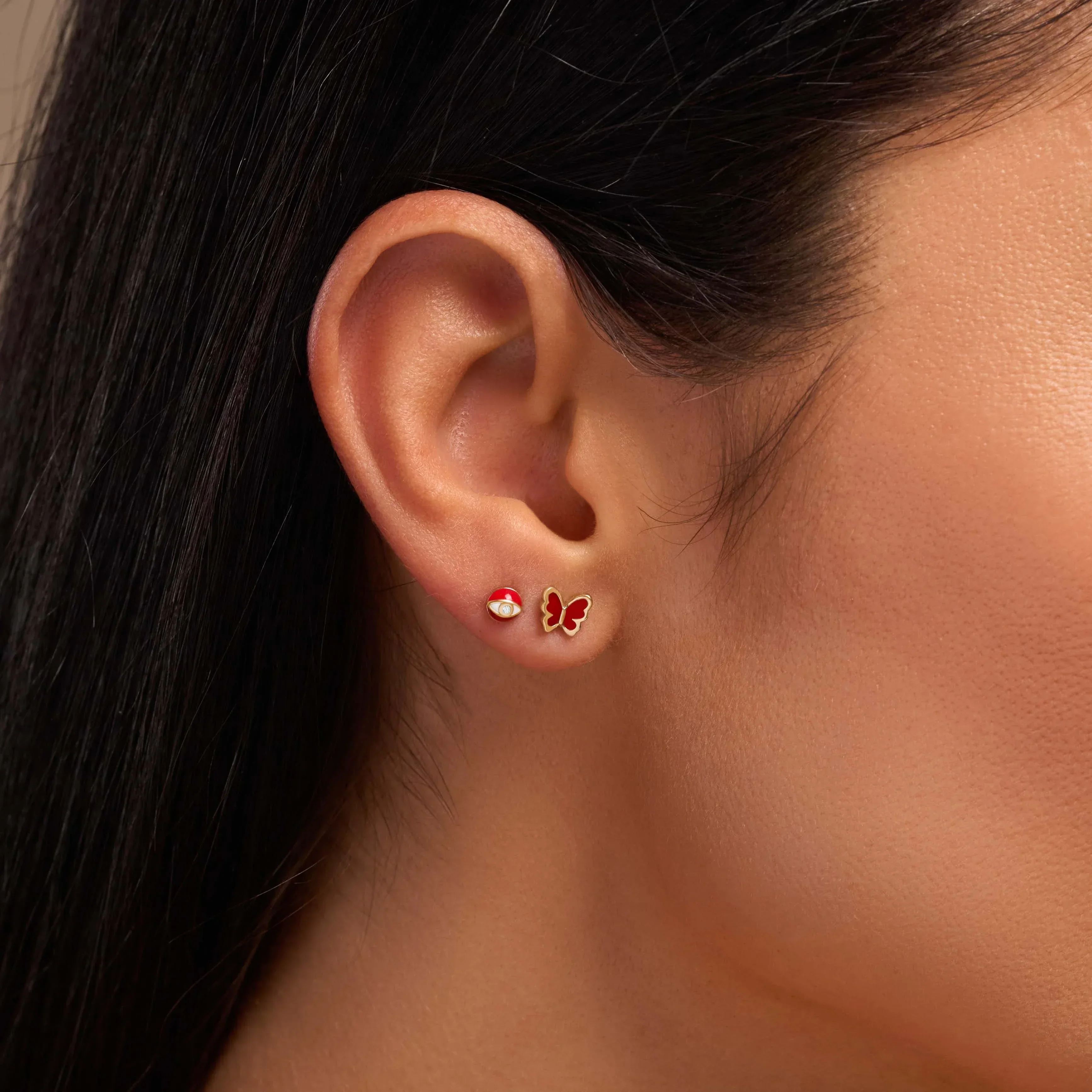 Joyful Freedom Red Butterfly Earrings - Image 2