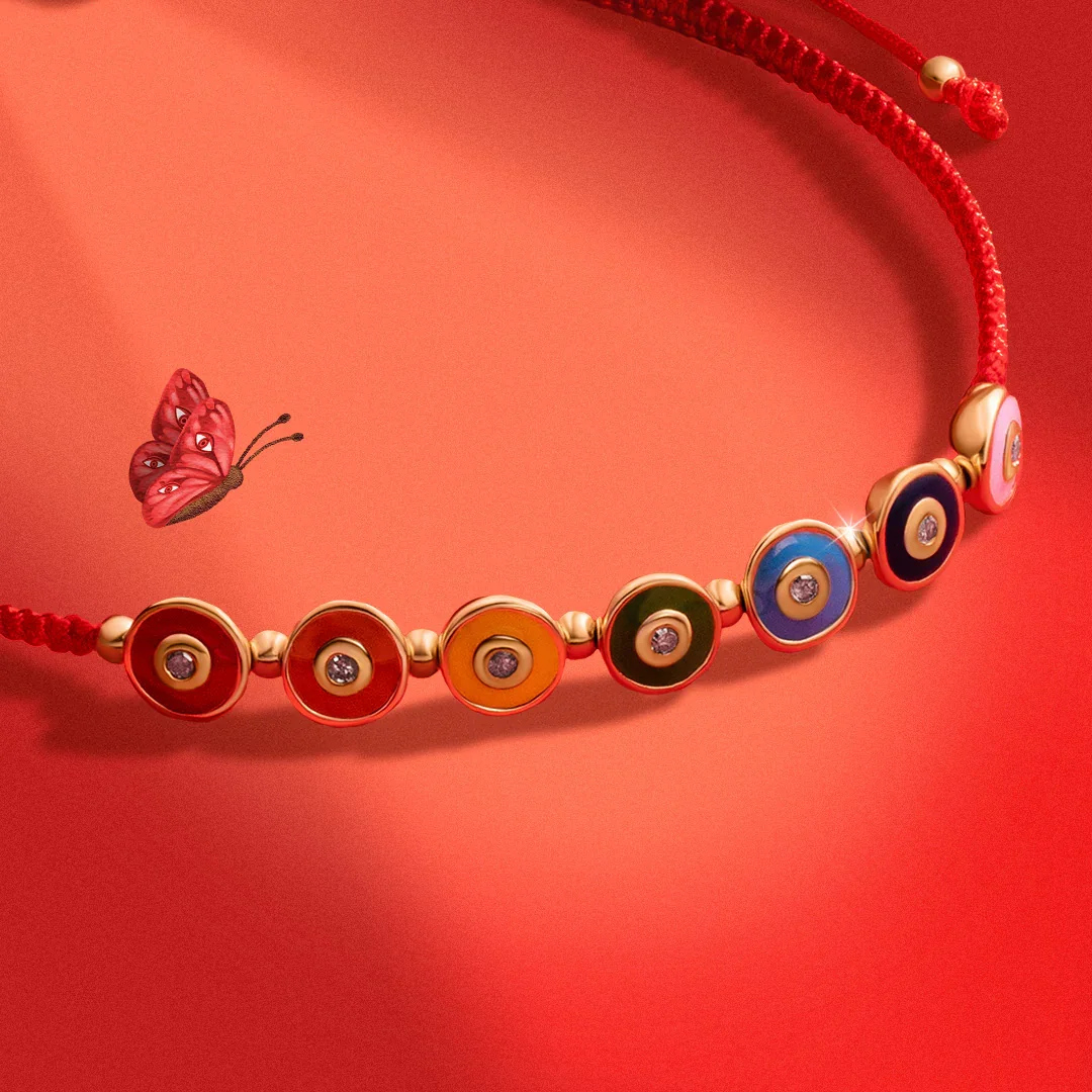 Joyful Journey Gold Plated Chakra Red String Bracelet - Image 3
