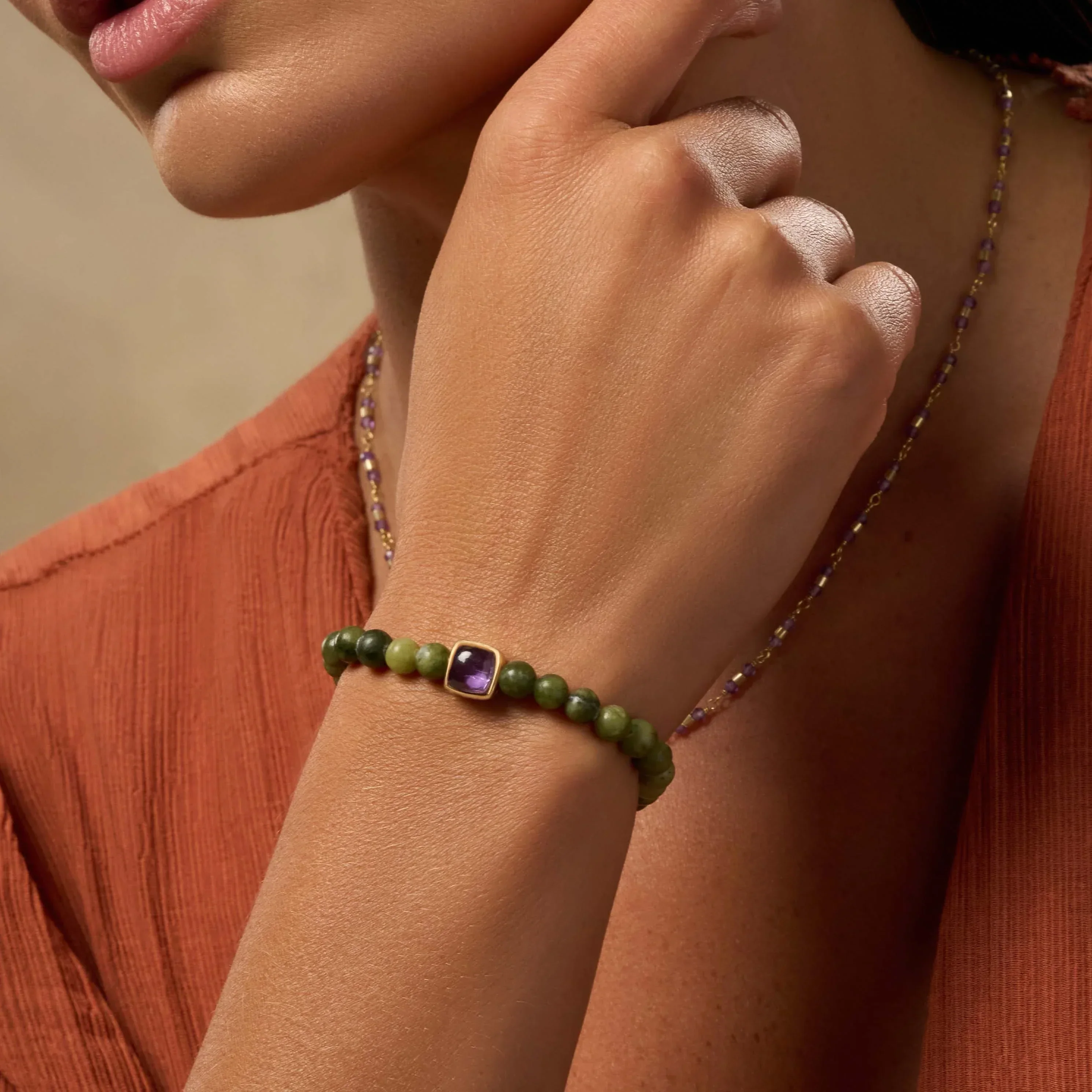 Karmic Elevation Jade & Amethyst Bracelet - Image 2