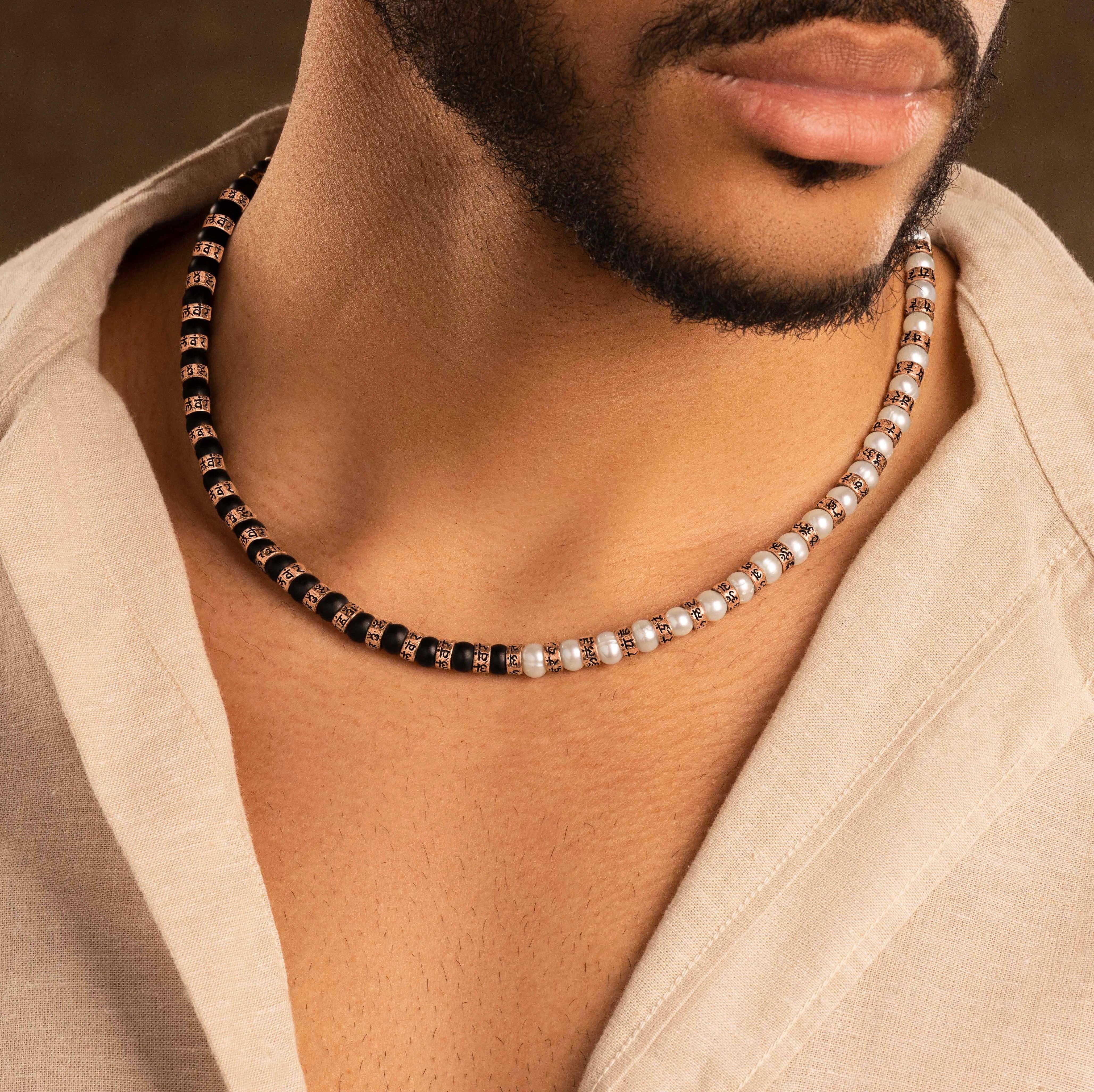 Karmic Renewal - Pearl Onyx Mantra Necklace - Image 2