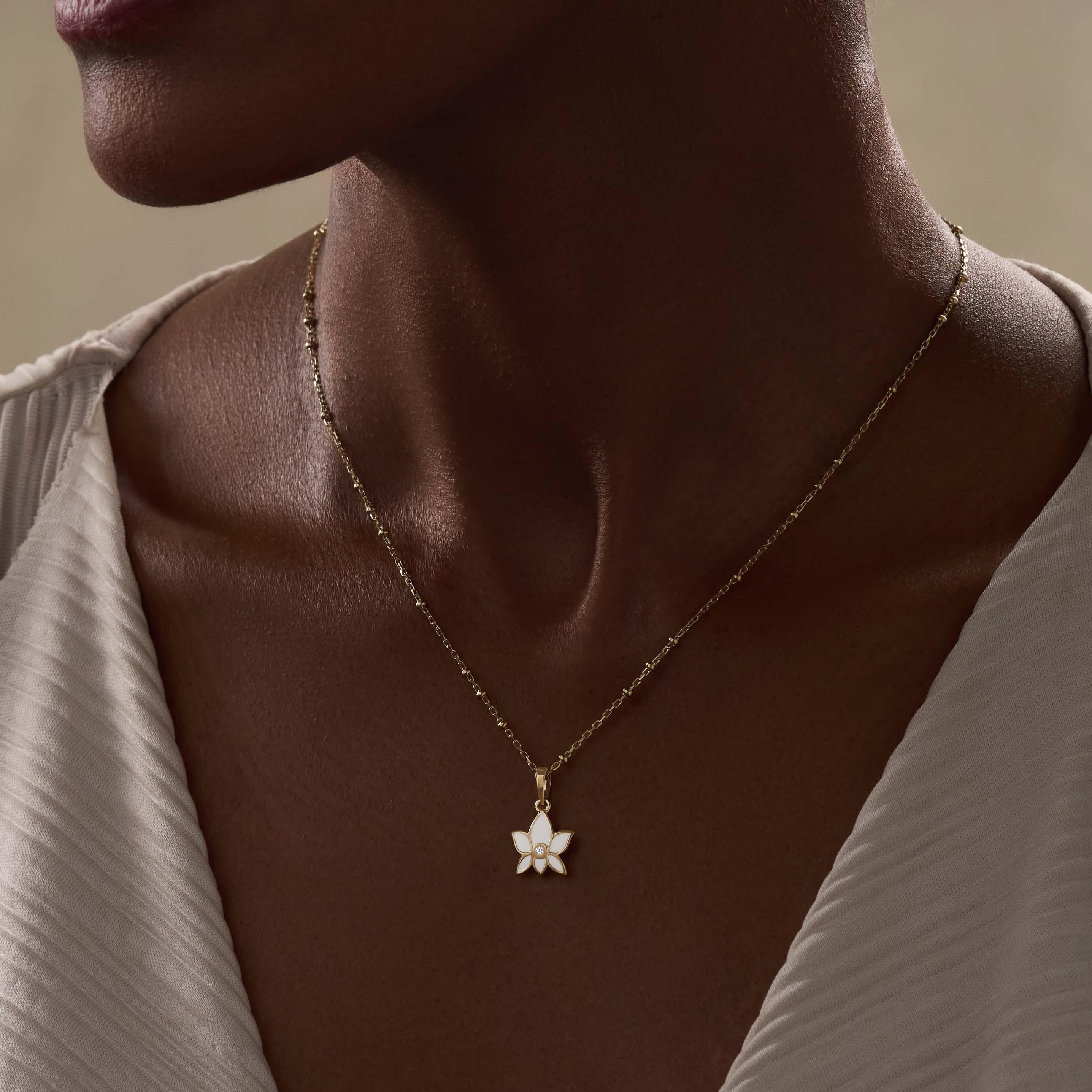 Life Bringer - 14K Gold Lotus Necklace - Image 2