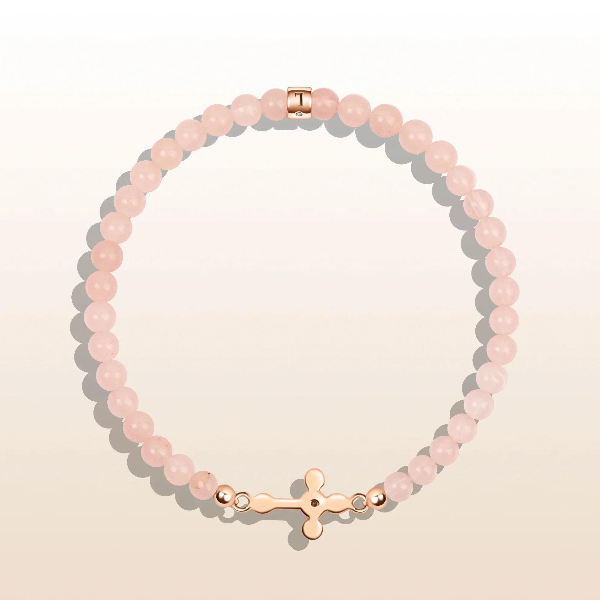 Loyal Support Rose Quartz Diamond Cross Bracelet - Image 3