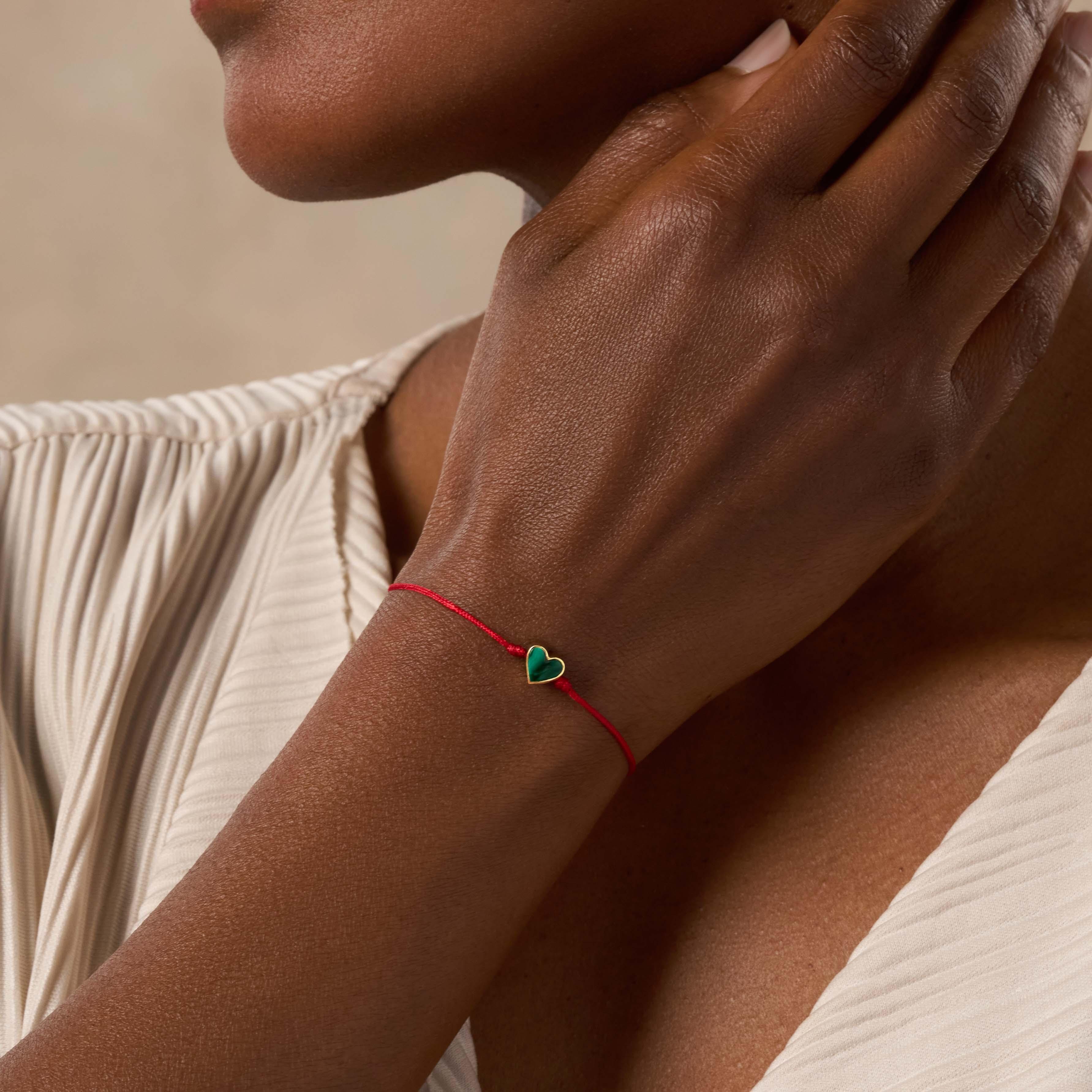 Lucky in Love Malachite Red String Bracelet - Image 2