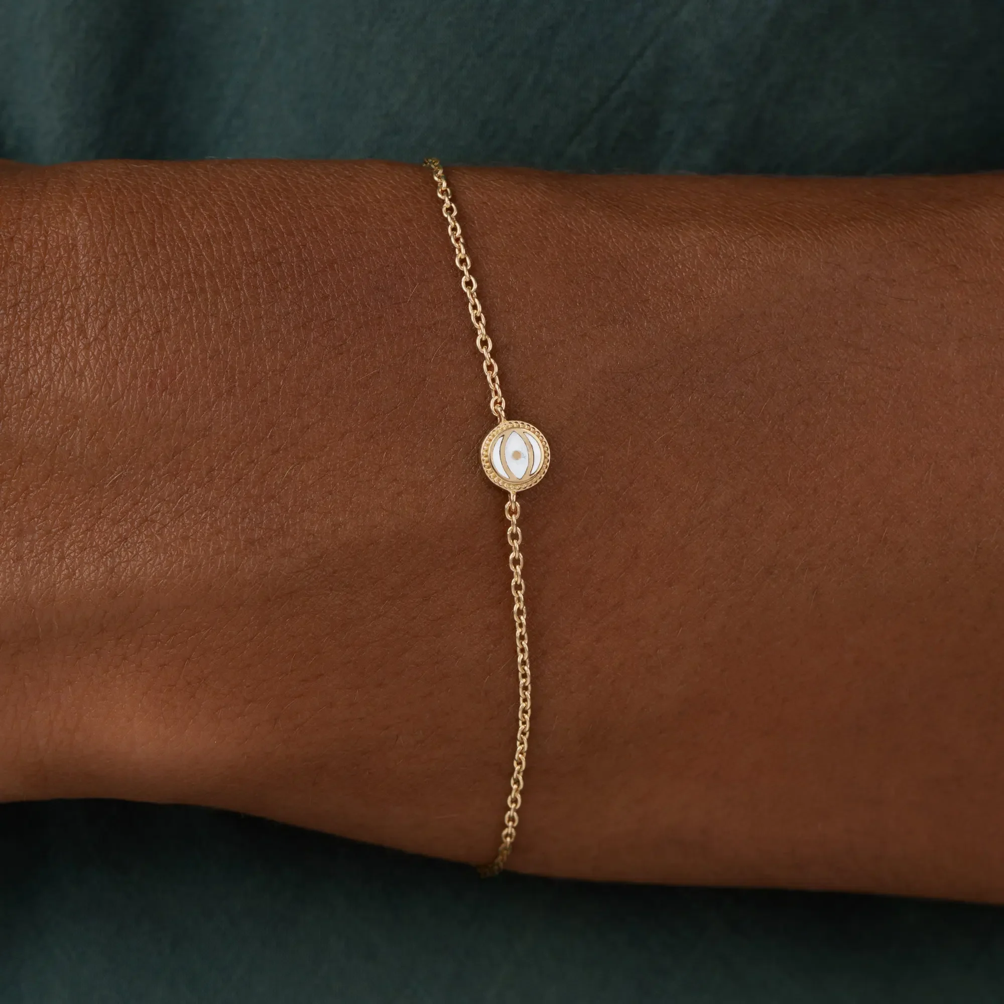 Luminous Clarity White Quartz April Birthstone Gold Bracelet - Image 2