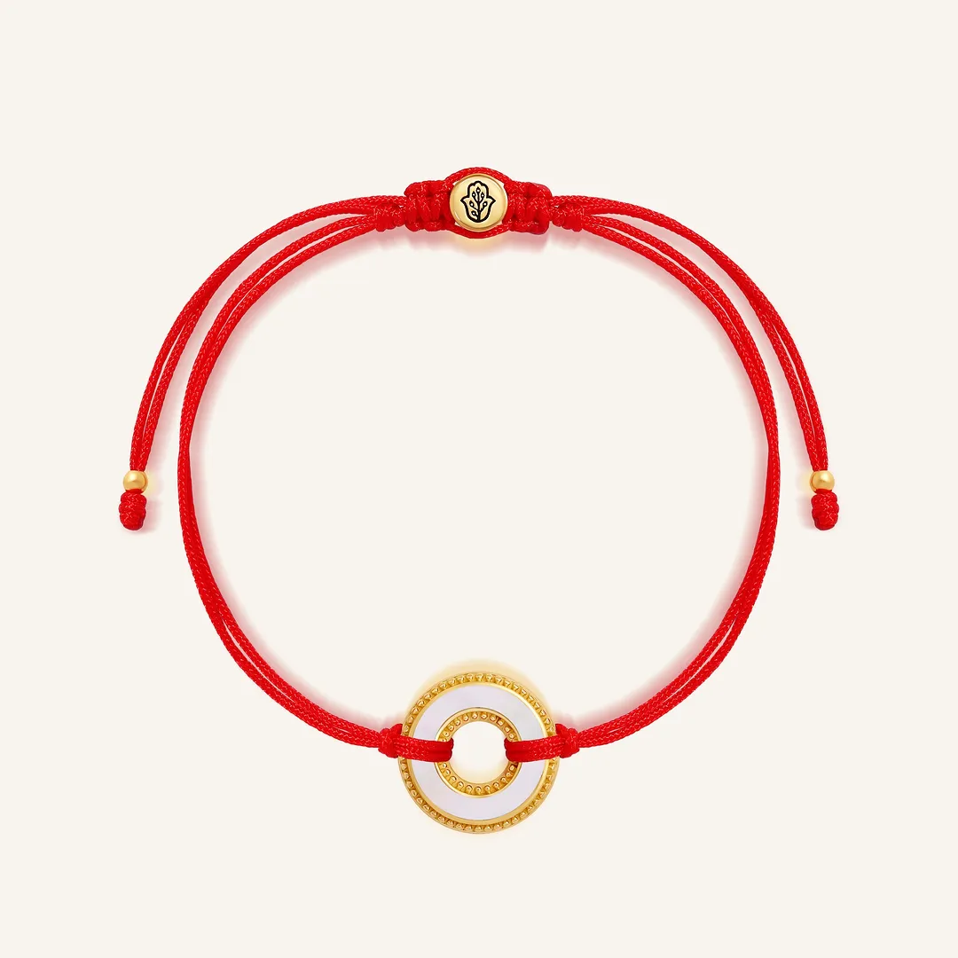 Luminous Pearl Karma Circle Red String Bracelet