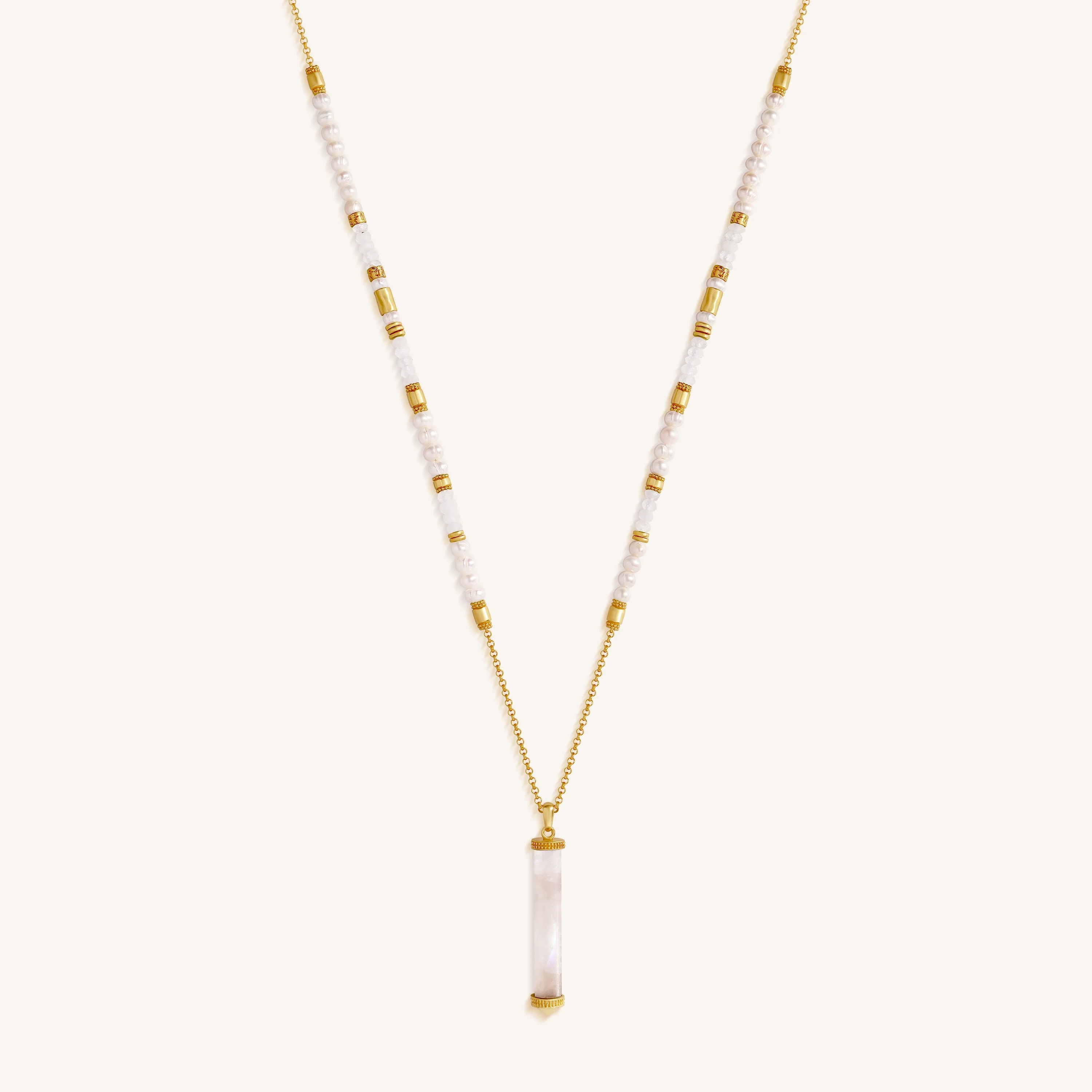 Luminous Tide Moonstone Tube Necklace - Image 3
