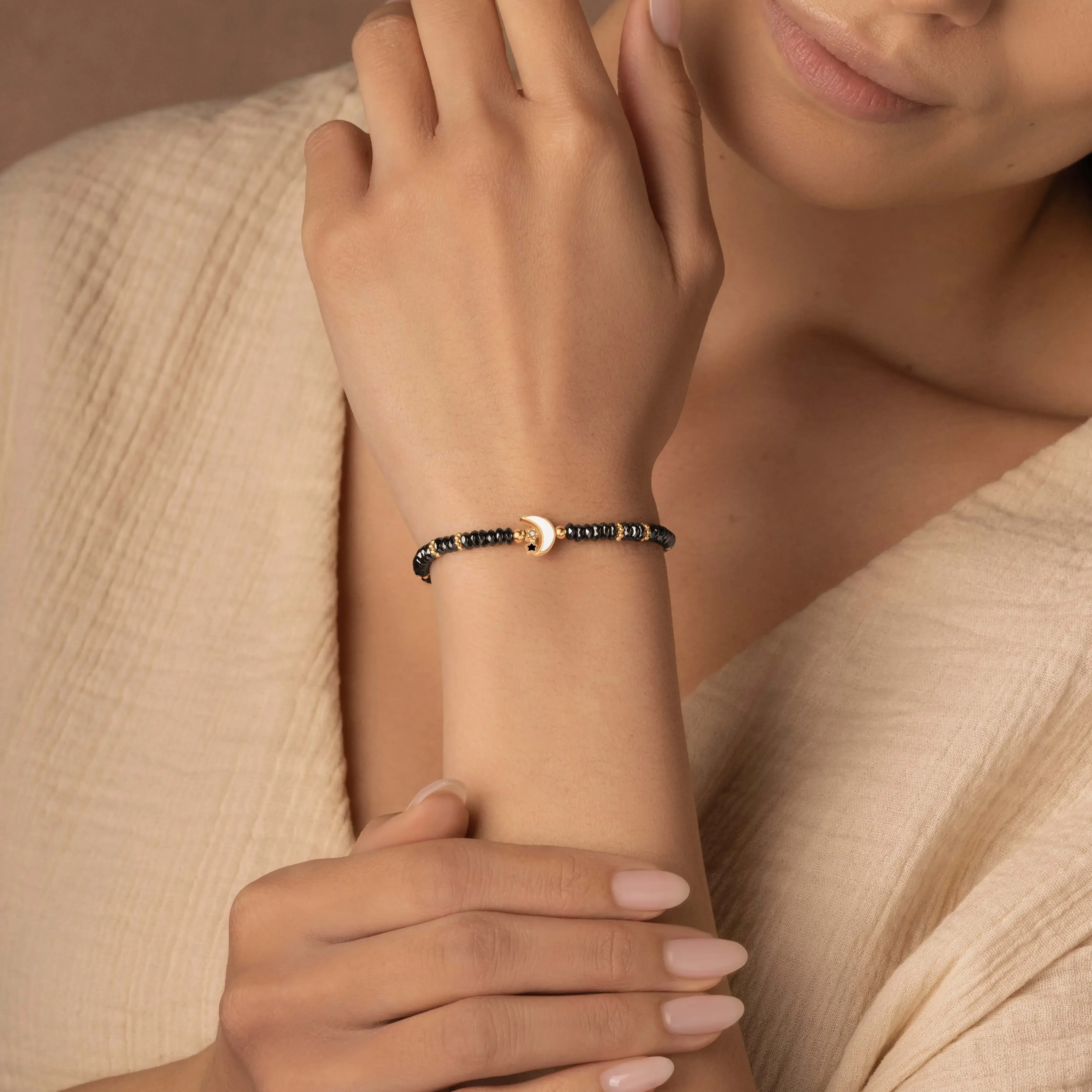 Lunar Sanctuary Moon & Star Hematite Bracelet - Image 2
