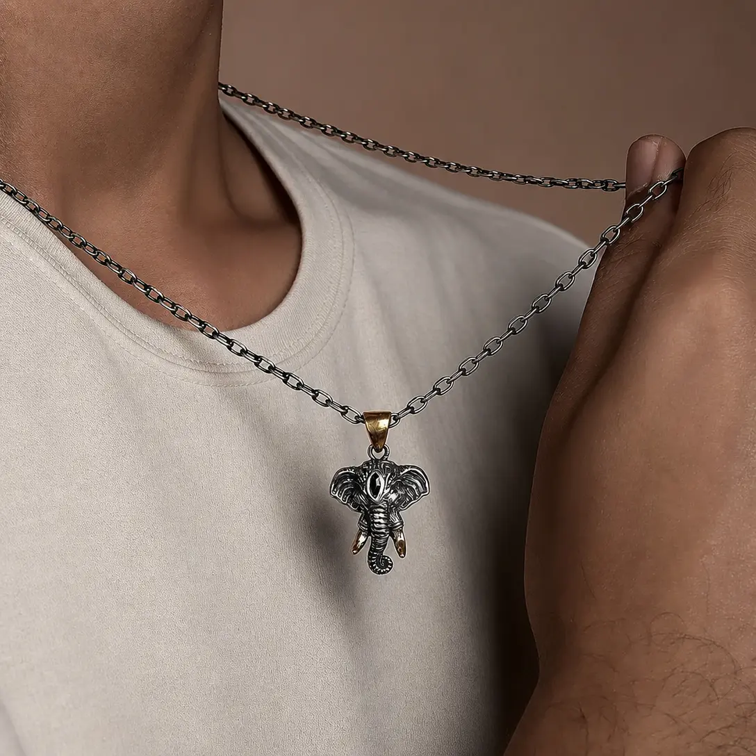 Majestic Guardian Elephant Head Necklace - Image 2