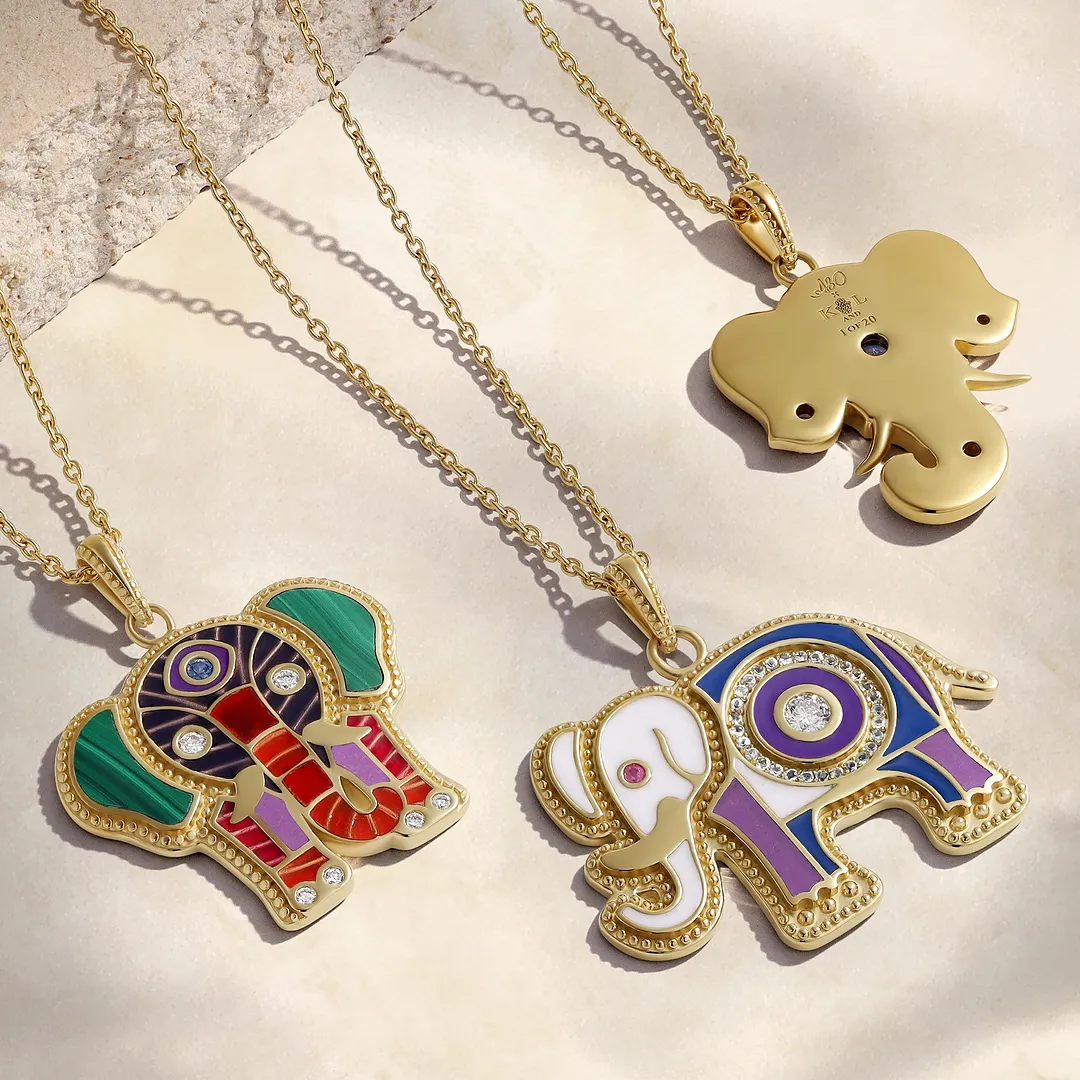 Majestic Wisdom Elephant Multi-Gemstone Necklace - Image 4