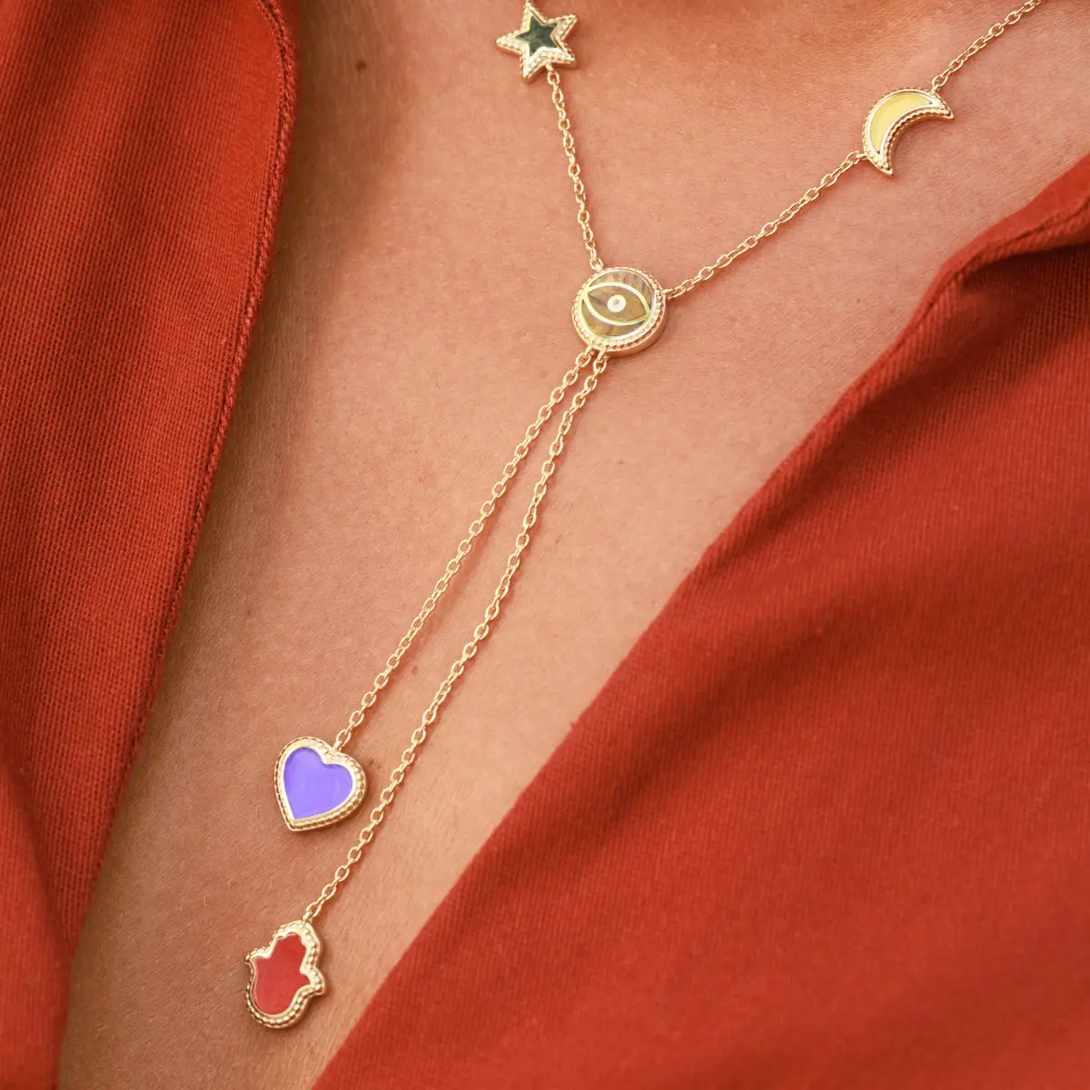 Maximize Joy Multi-Symbol & Multi-Gemstone Necklace - Image 3