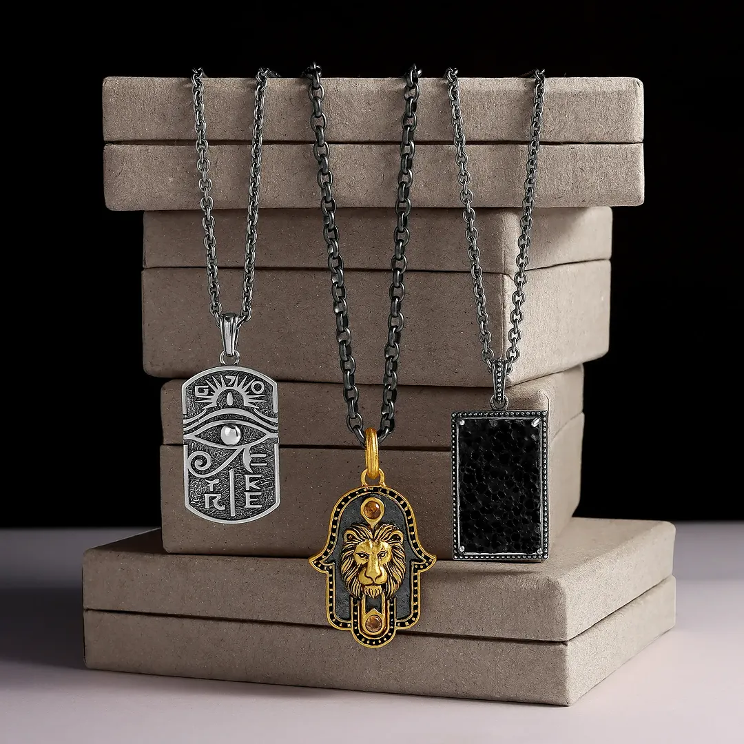 Valor Eclipse Hamsa Lion Pendant Necklace - Image 3