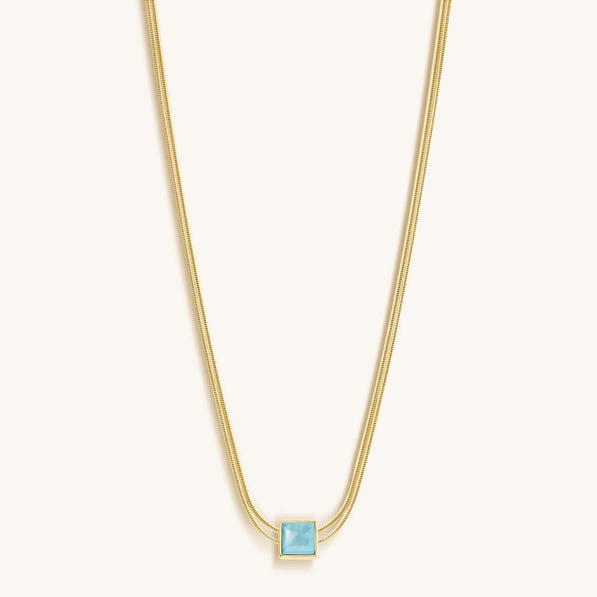 Nurture & Thrive Aquamarine Evil Eye March Birthstone Necklace - Image 3