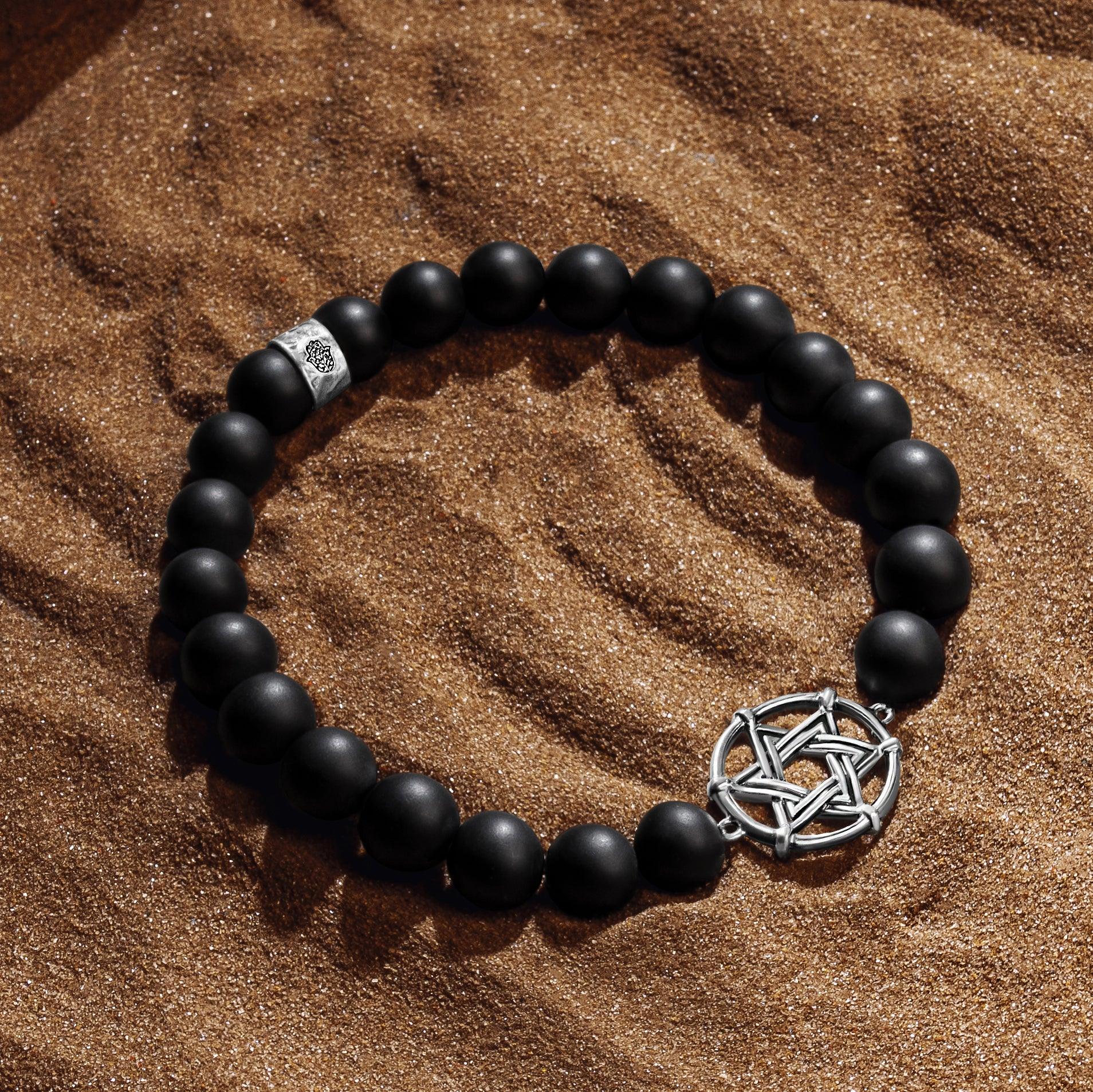 Nurturing Connections - Matte Onyx Star of David Bracelet