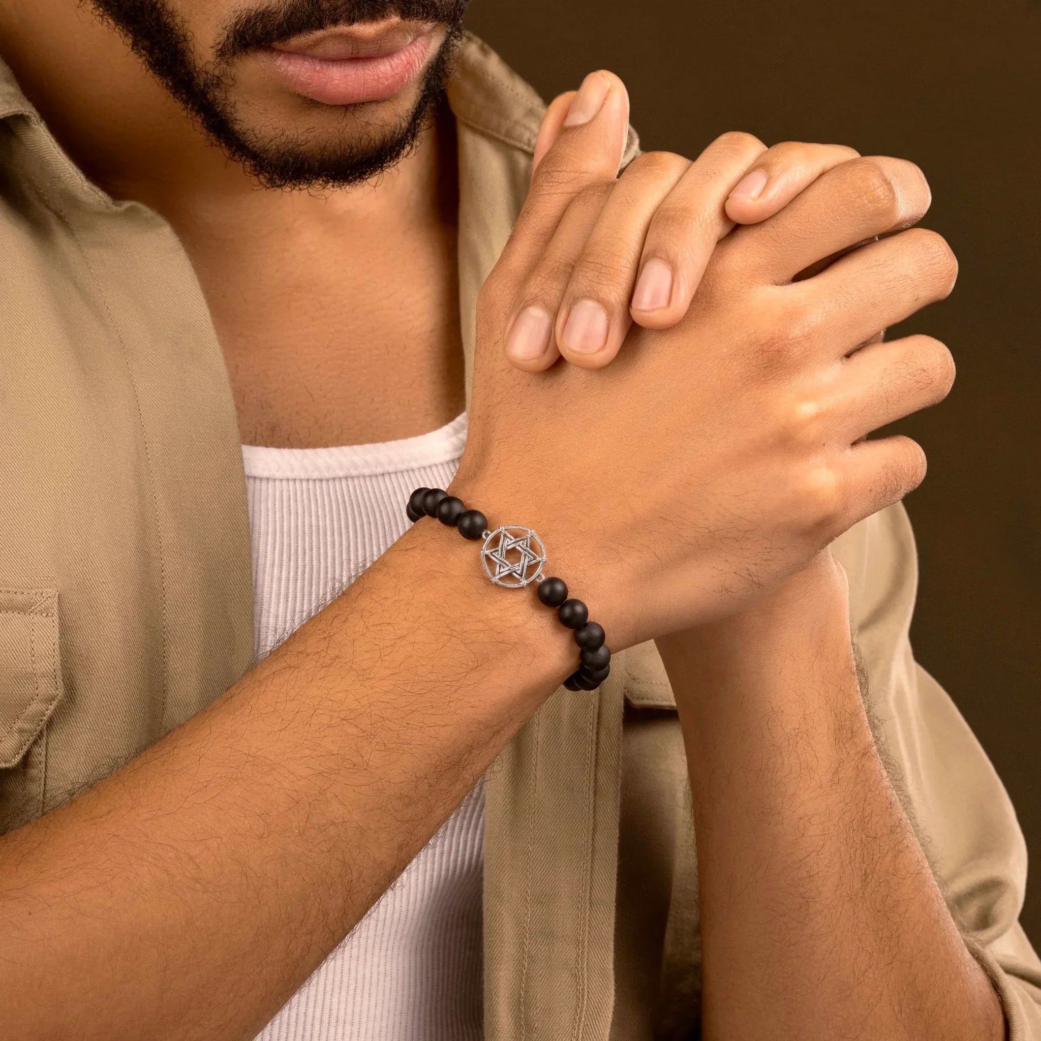 Nurturing Connections - Matte Onyx Star of David Bracelet - Image 2