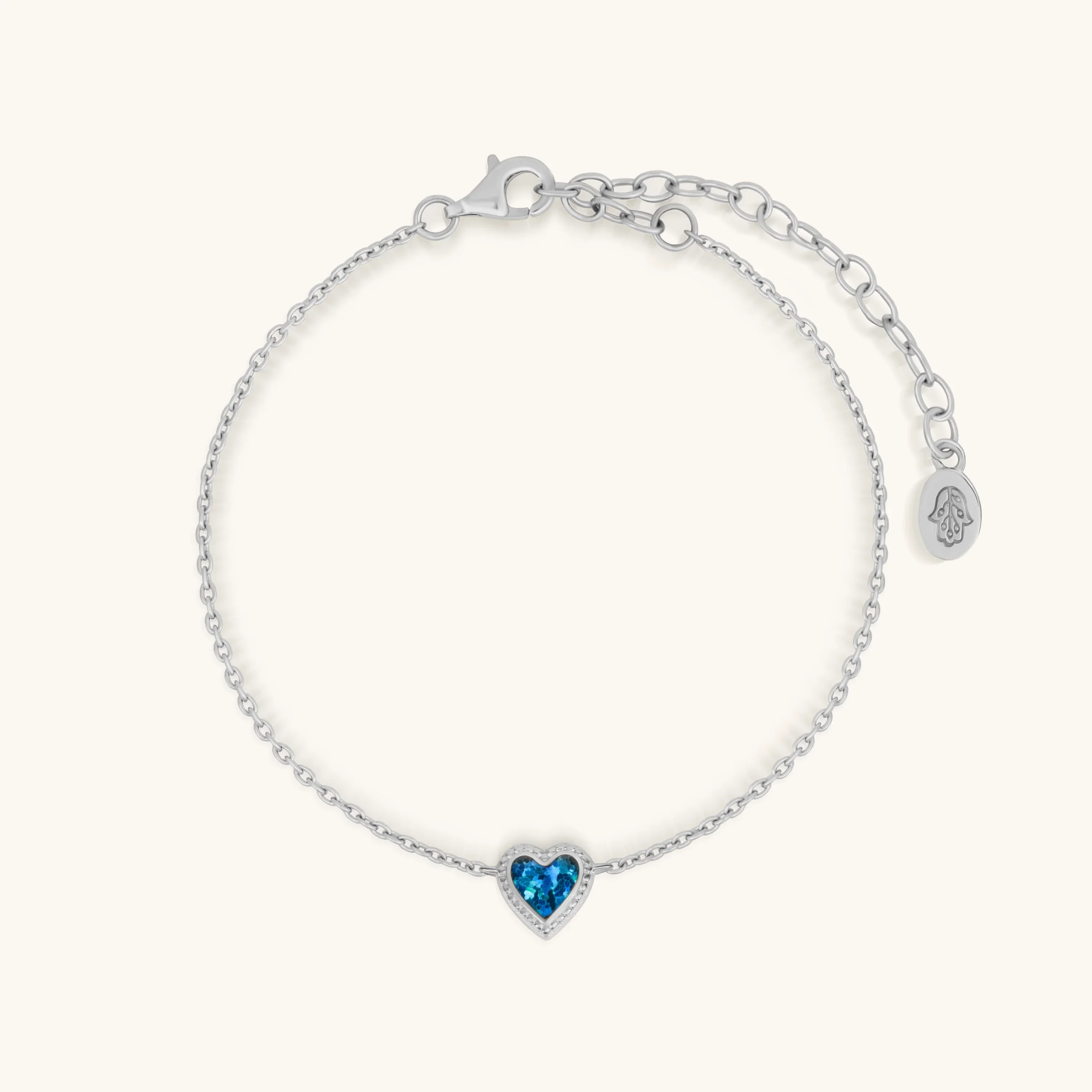 Oceanās Wisdom Lab Blue Opal Heart Silver Bracelet