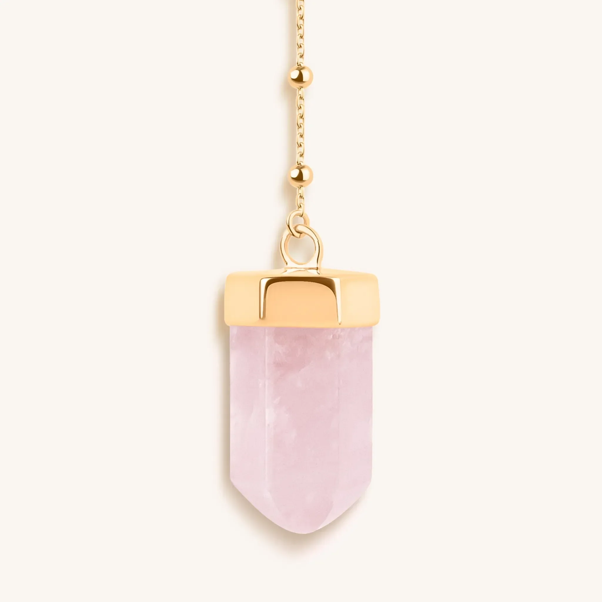 Open Hearted Gold Rose Quartz Evil Eye Double Pointer Necklace - Image 6