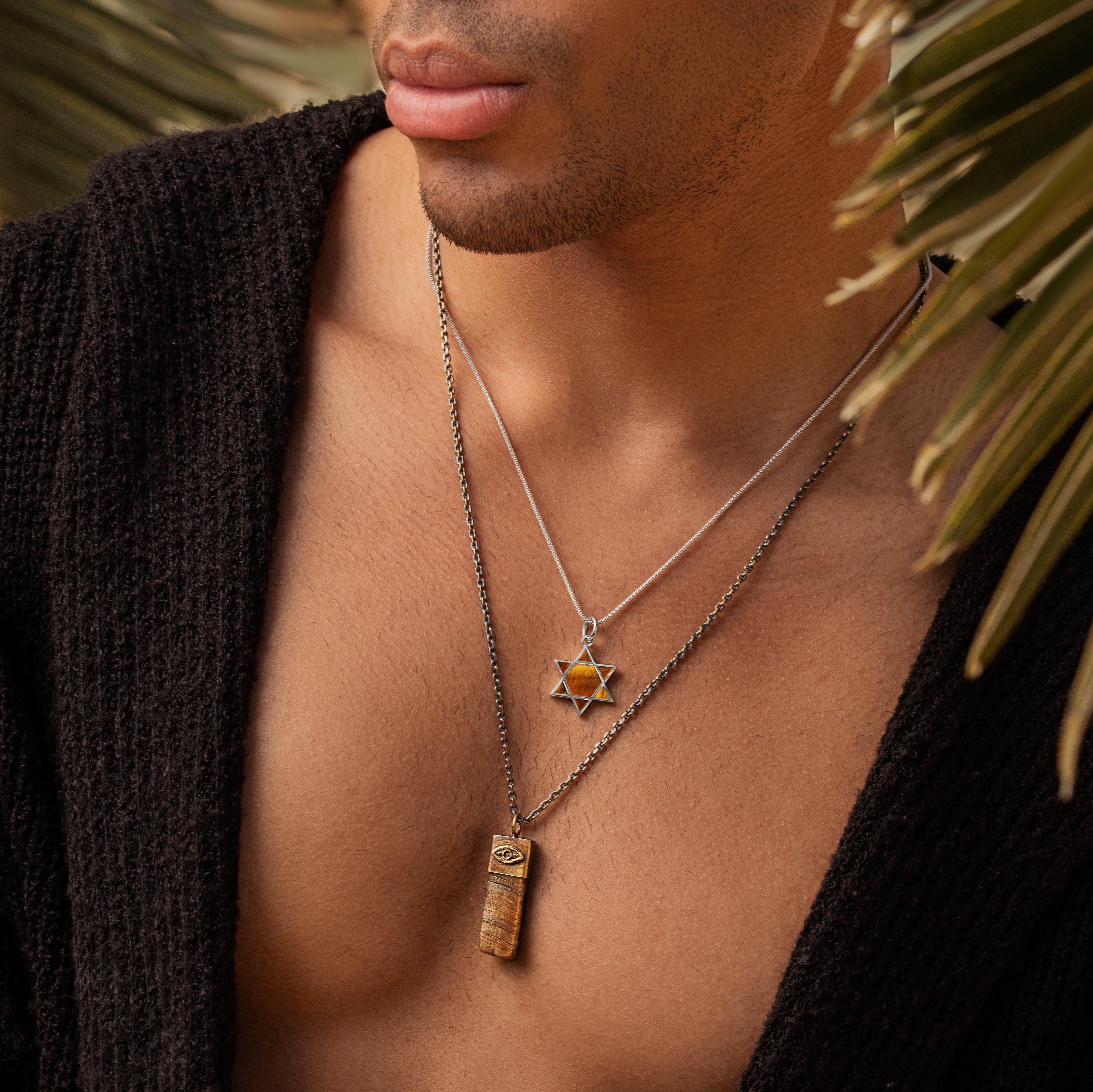 Outstanding Strength Tiger's Eye Evil Eye Slab Necklace - Image 4