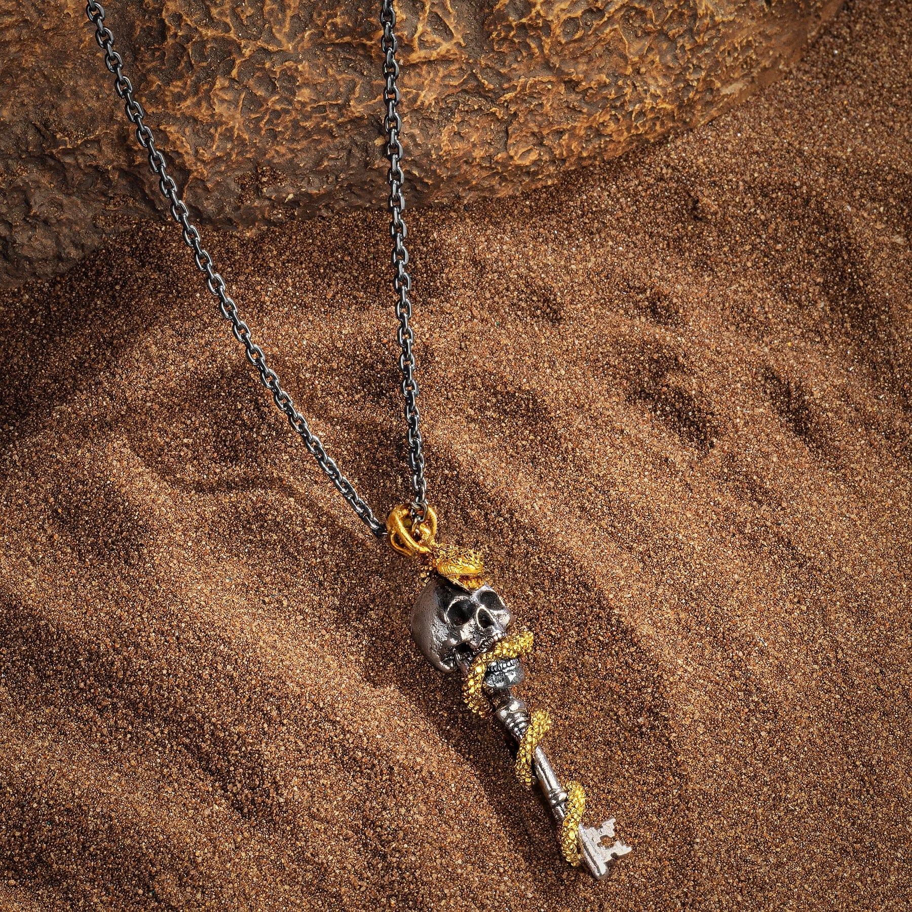 Powerful Guidance Snake Skull Onyx Necklace