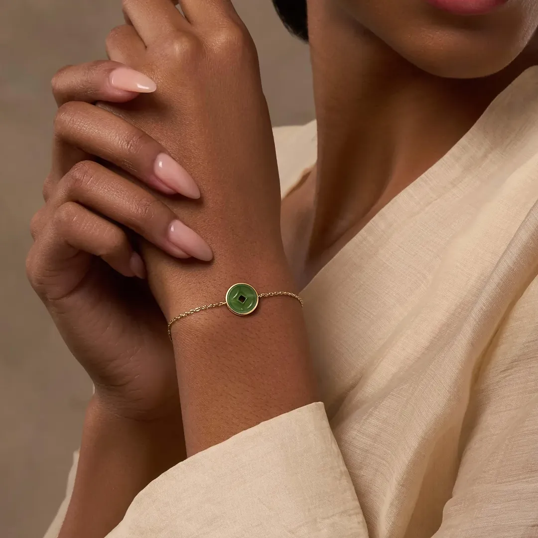 Prosperity Line Jade Coin Bracelet - Image 4