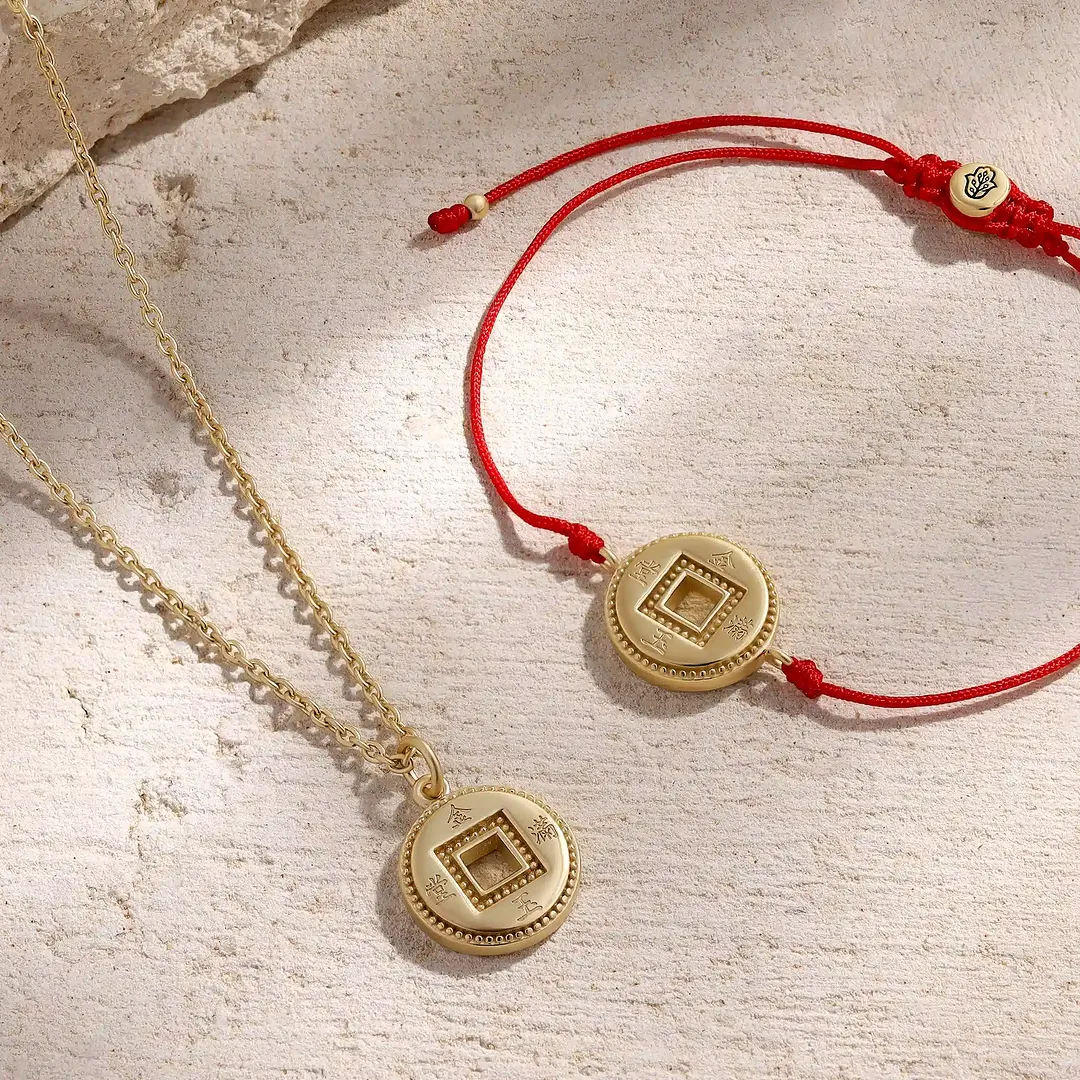 Endless Prosperity Red String Lucky Coin Bracelet - Image 3