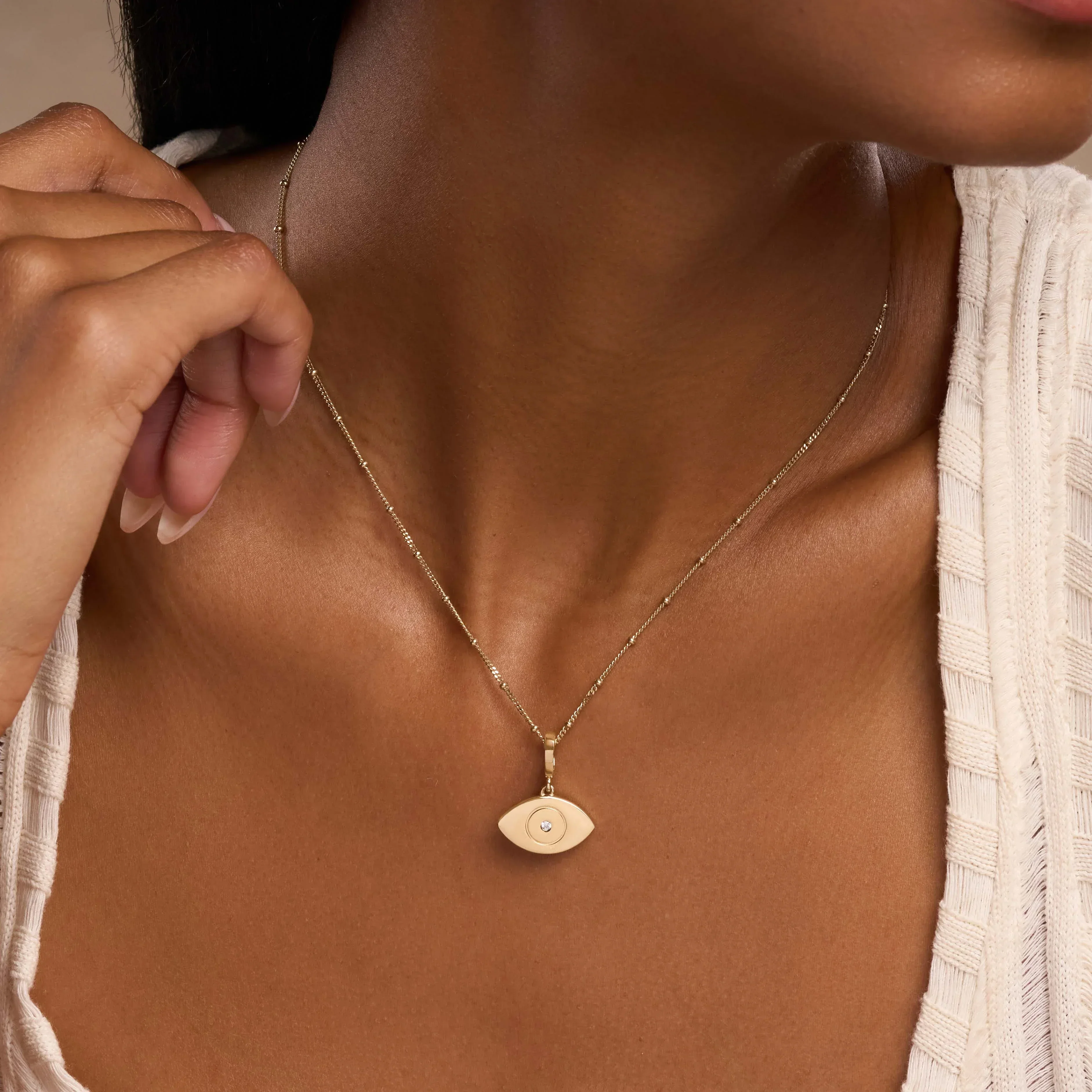 Prosperity Secured Gold Evil Eye Engravable Charm - Image 2