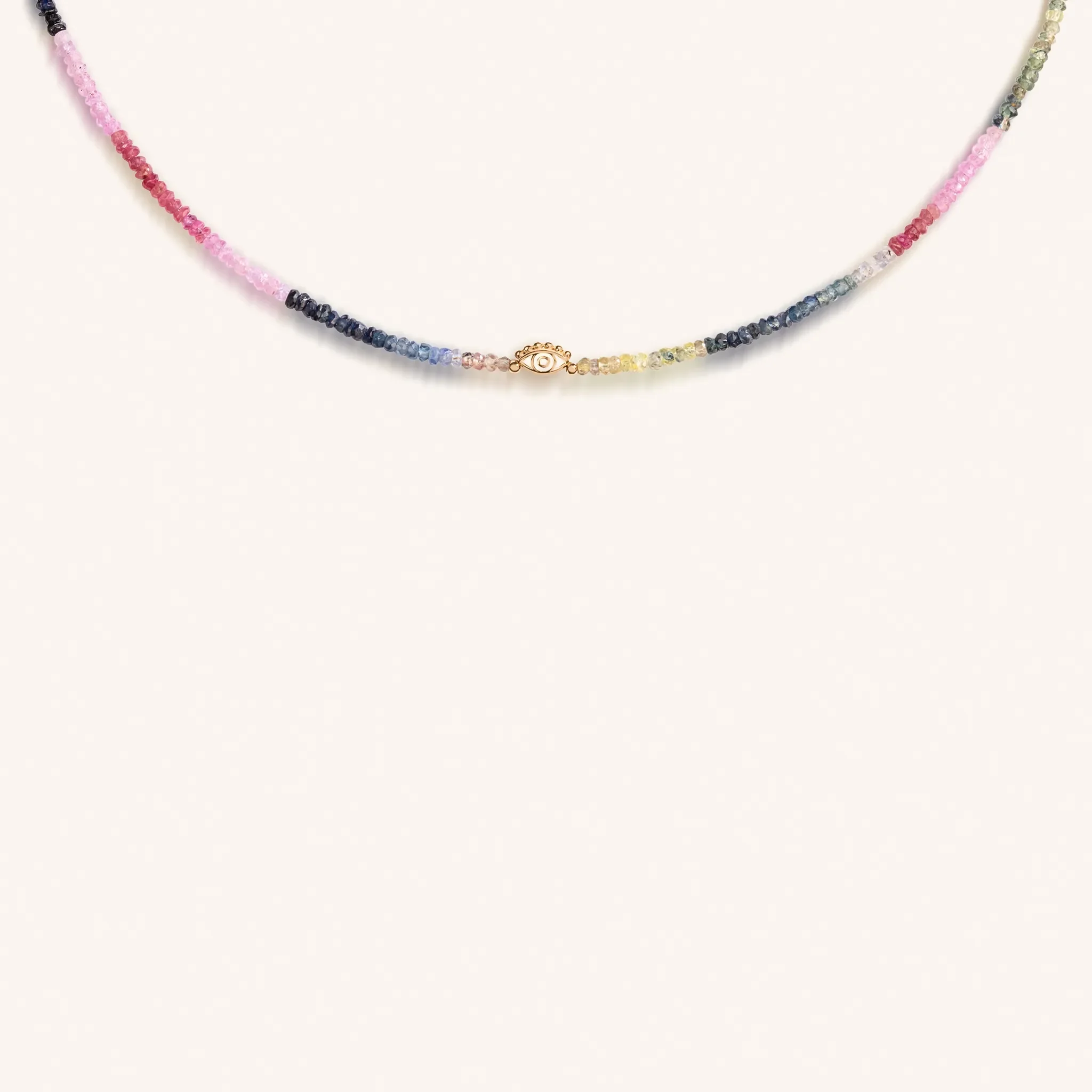 Protection & Wisdom Multi Sapphire Evil Eye Necklace