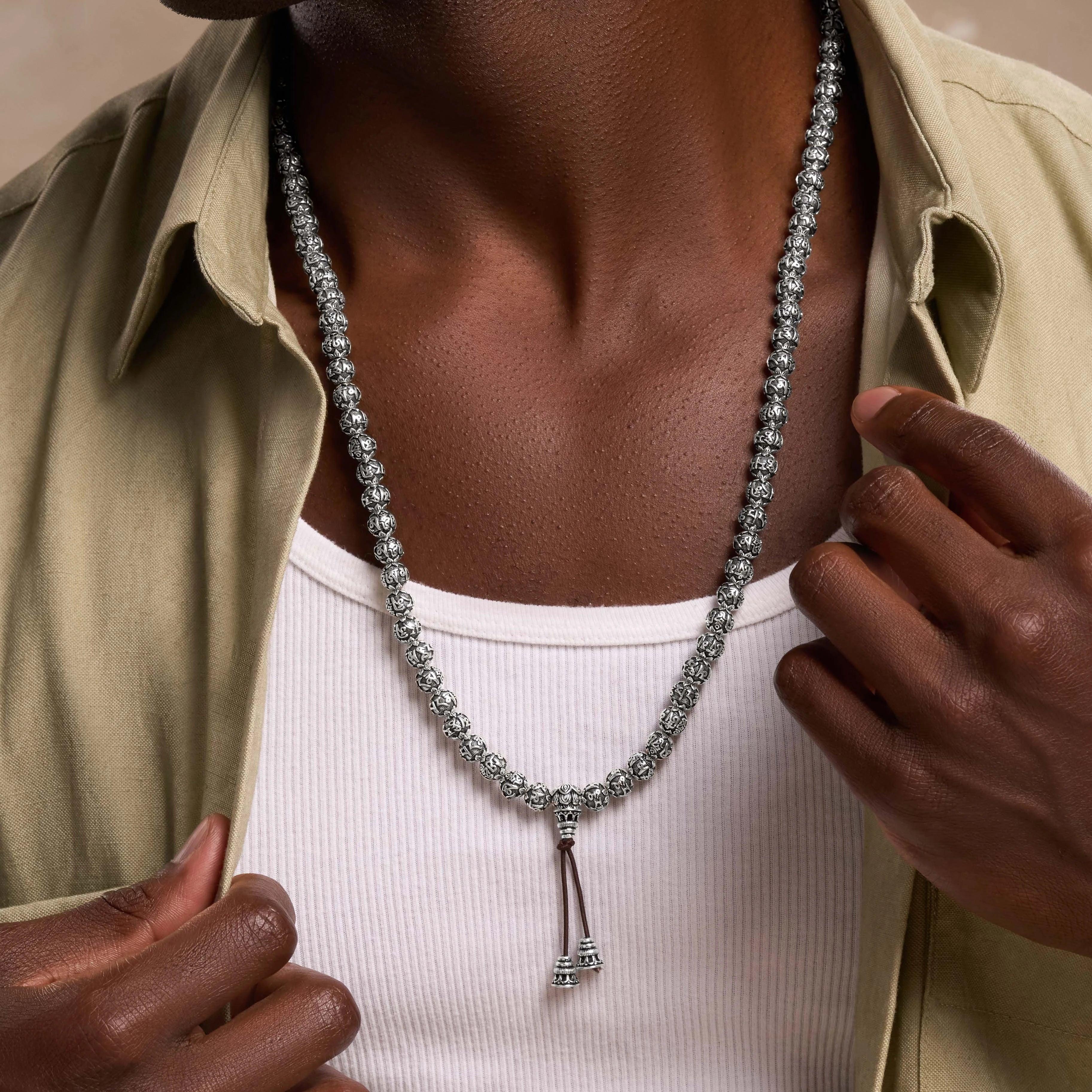 Purified Spirit Ancient Sterling Silver Nepal Prayer Bead Necklace Mala - Image 2