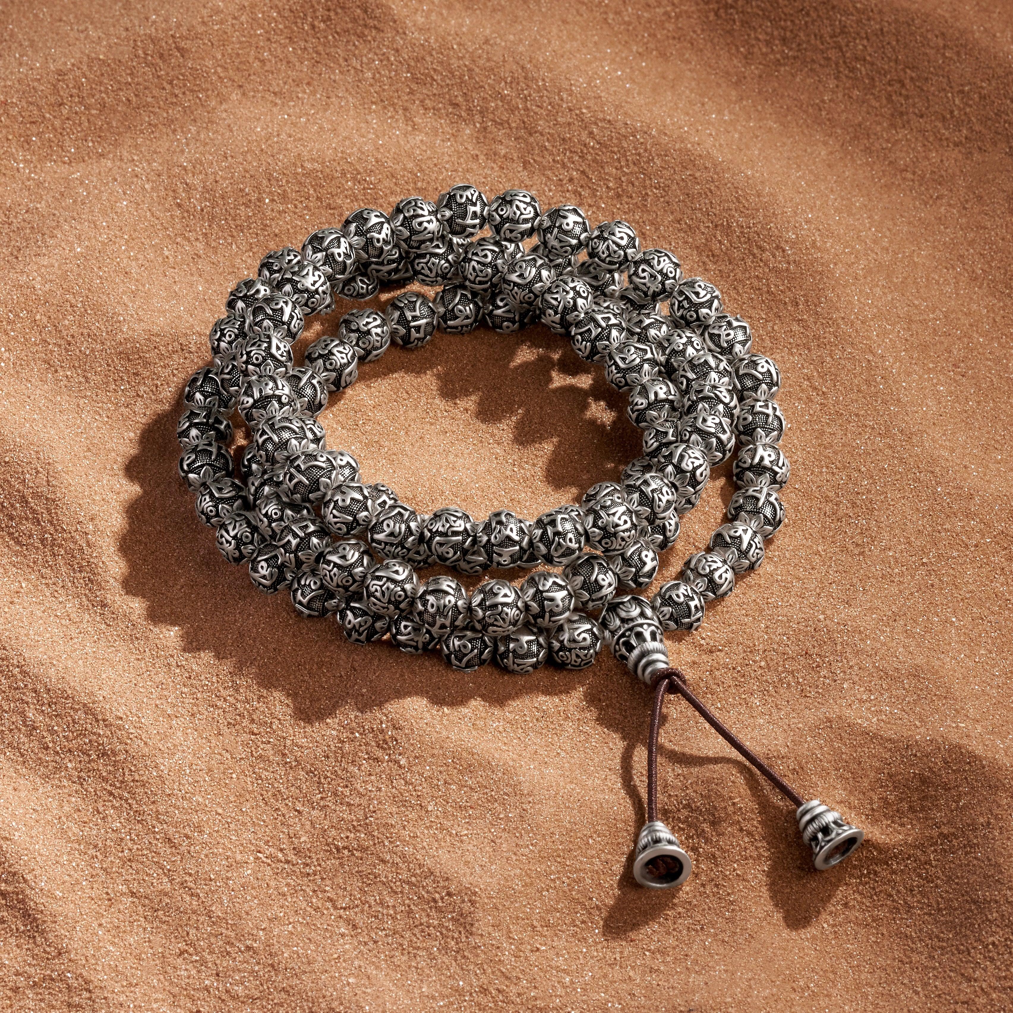 Purified Spirit Ancient Sterling Silver Nepal Prayer Bead Necklace Mala - Image 3