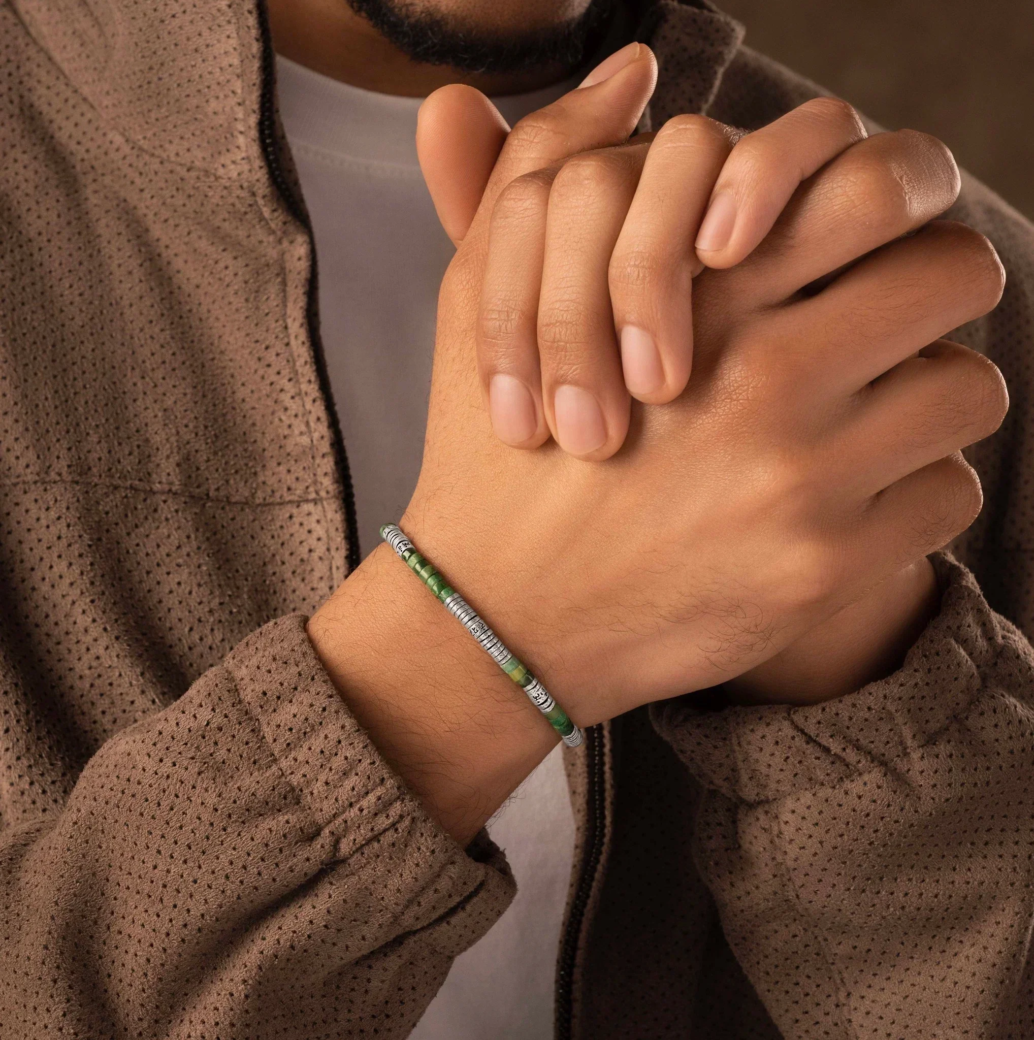 Quiet Strength Jade Heishi Mantra Bracelet - Image 2