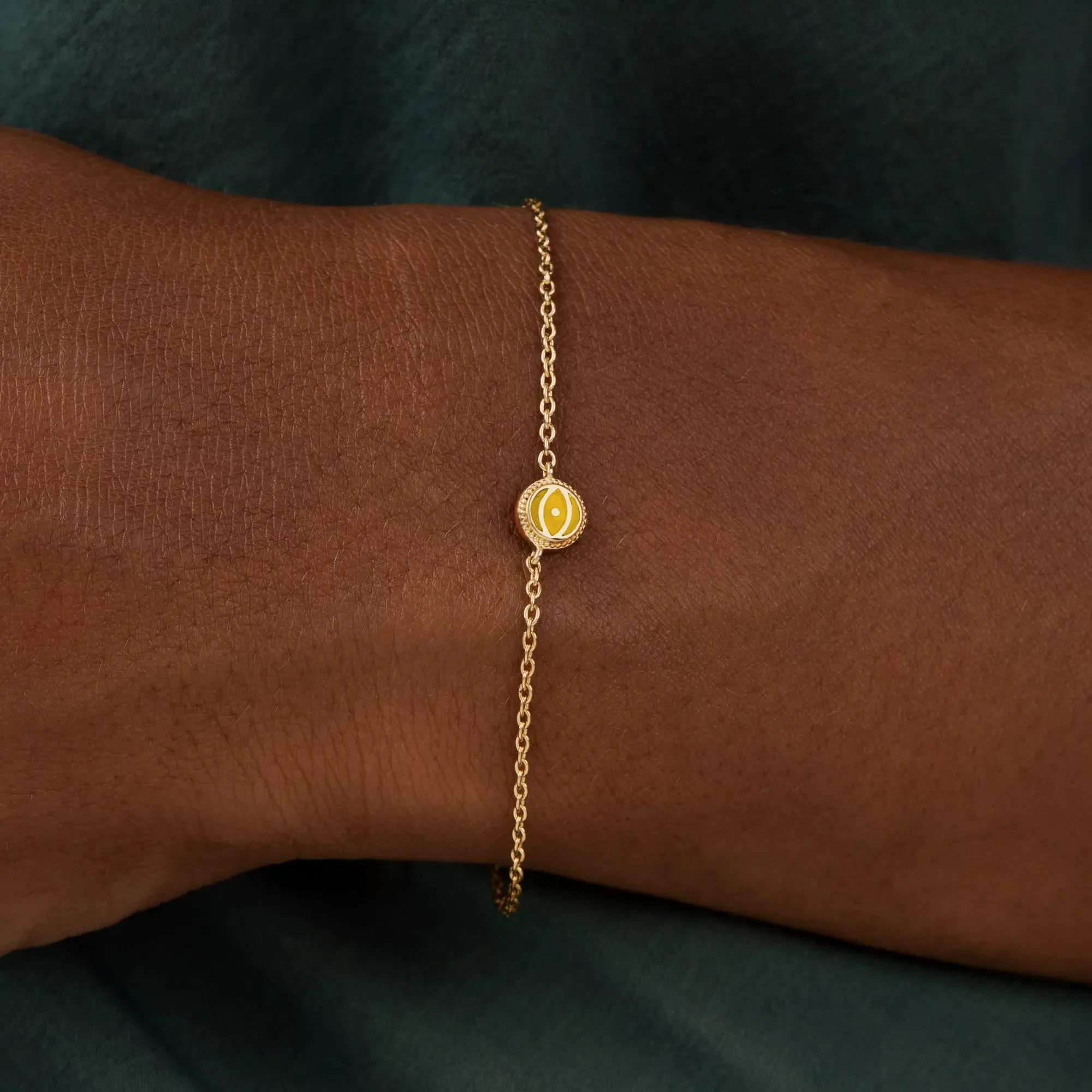 Radiance Keeper Citrine November Birthstone Evil Eye Gold Bracelet - Image 2
