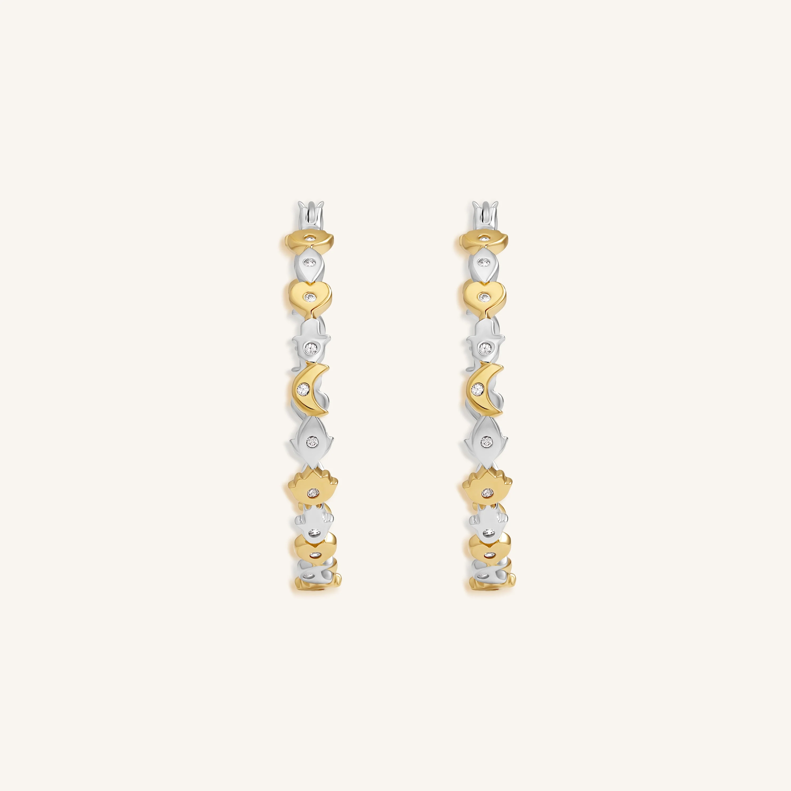 Radiant Path Multi-Symbol Gold Hoop Earrings